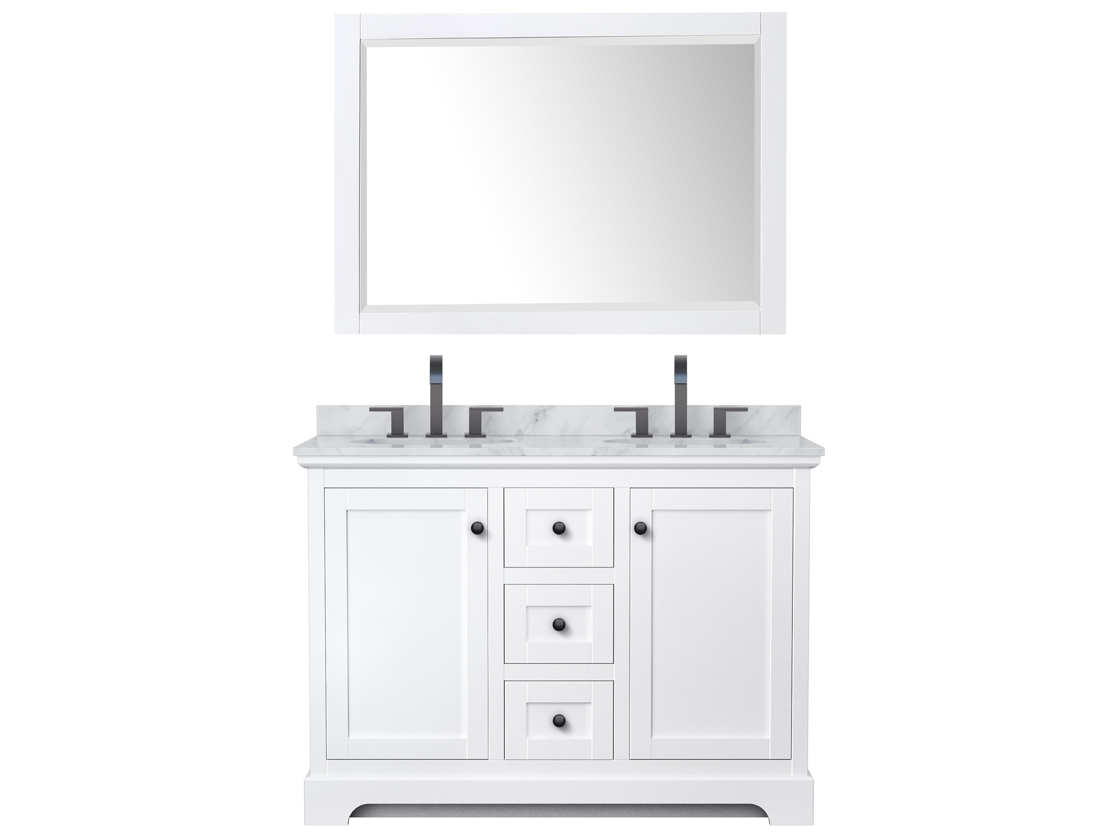 Wyndham Collection Avery 48" White Vanity with 46" Mirror