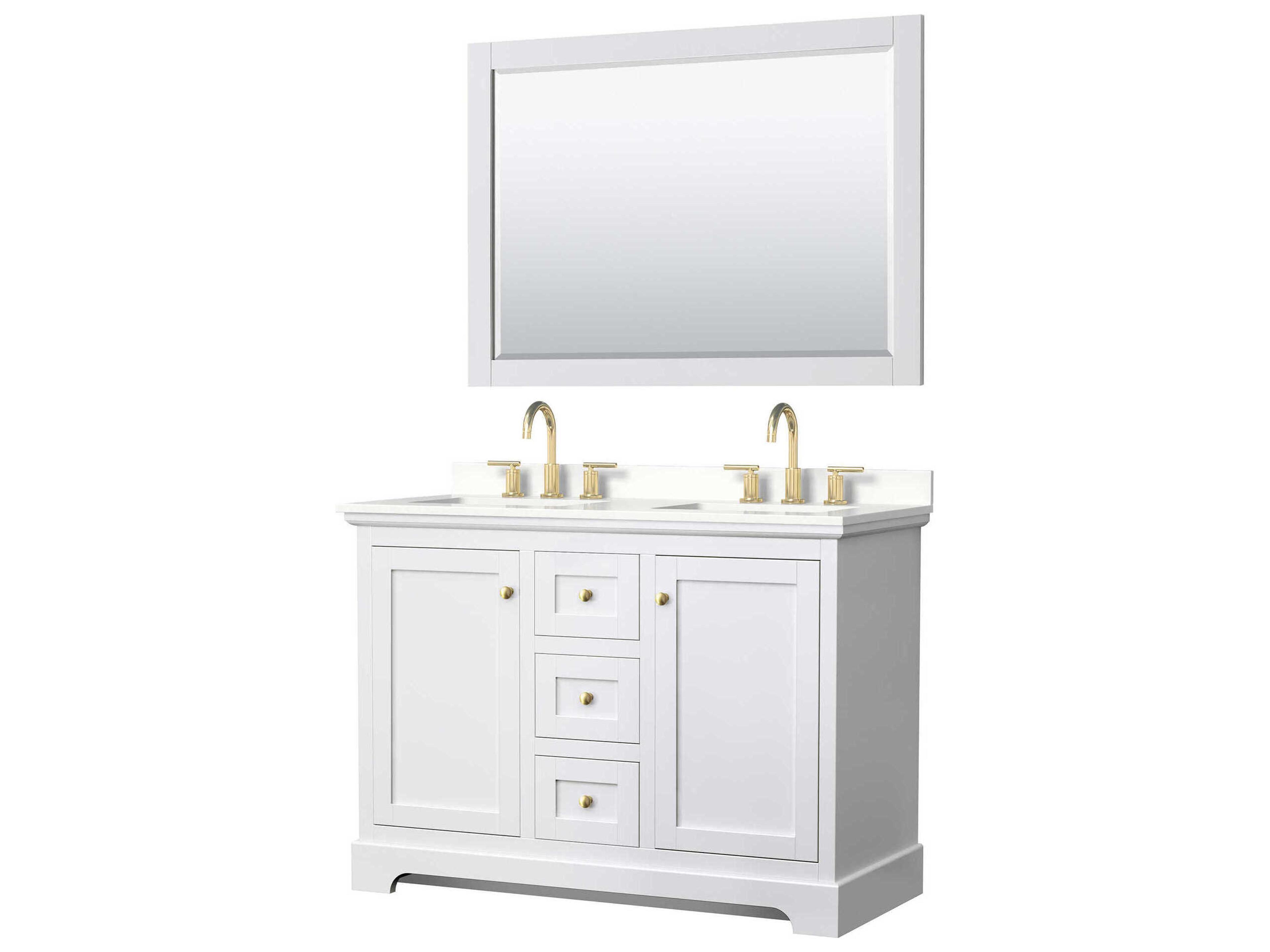 Wyndham Collection Avery 48" White Vanity with 46" Mirror