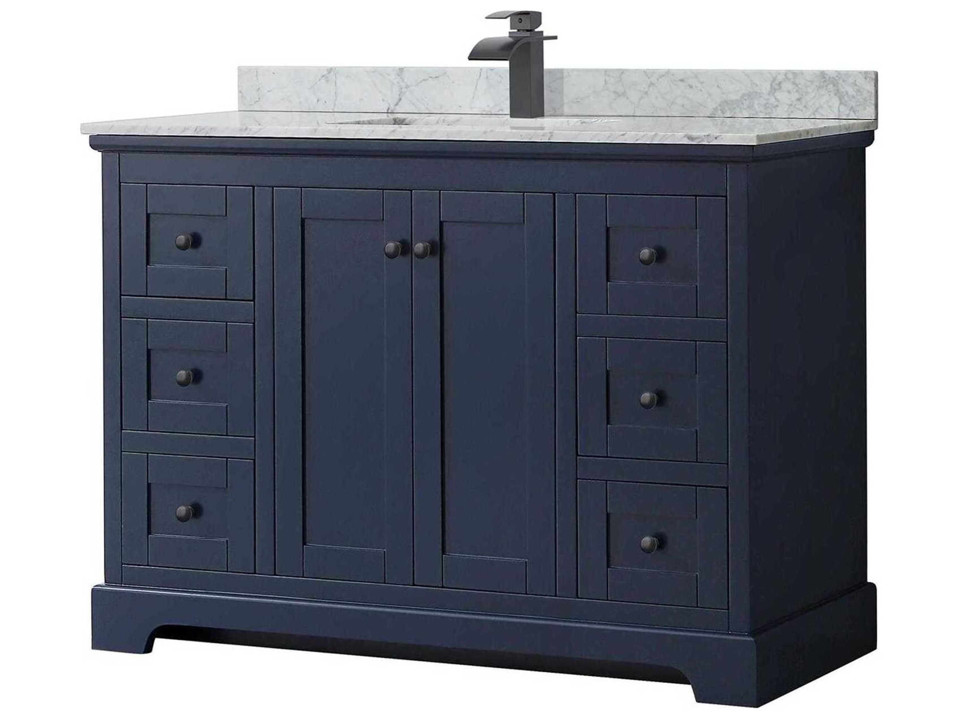 Wyndham Collection Avery 48" Dark Blue Vanity