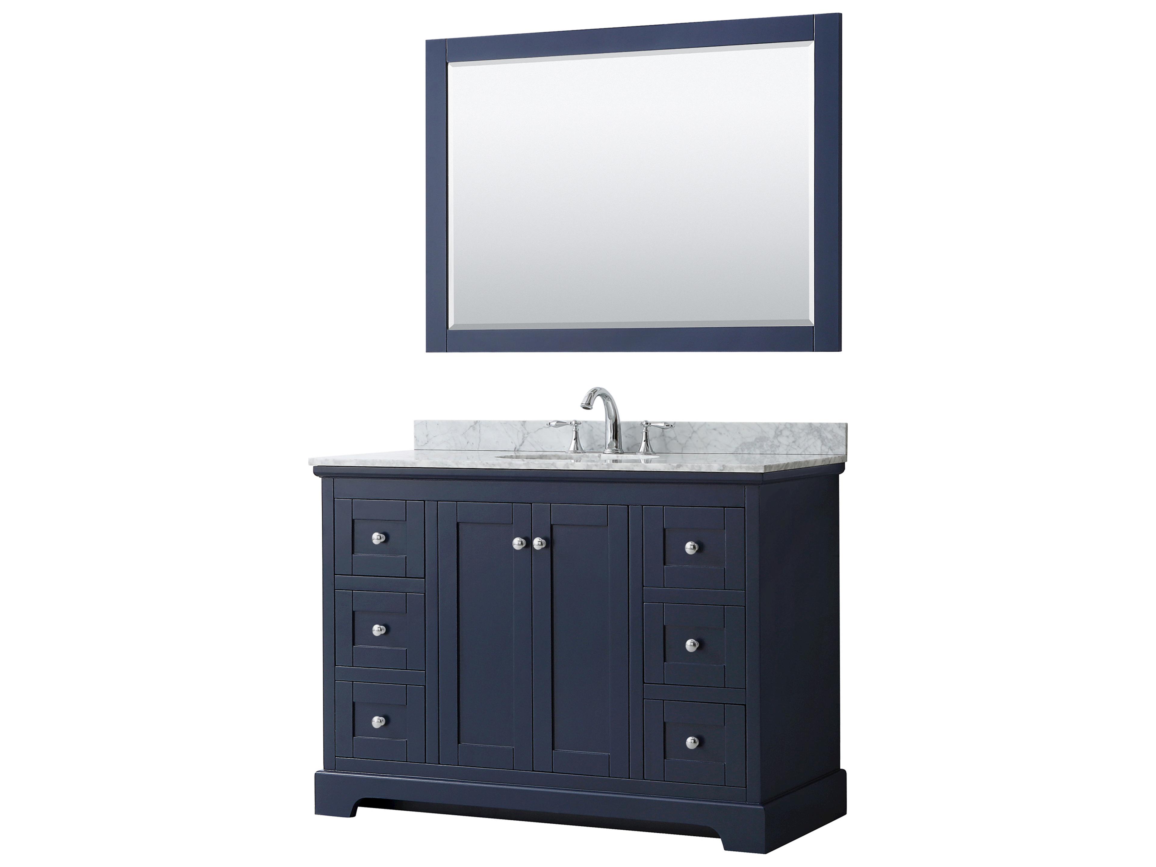 Wyndham Collection Avery 48" Dark Blue Vanity with 46" Mirror