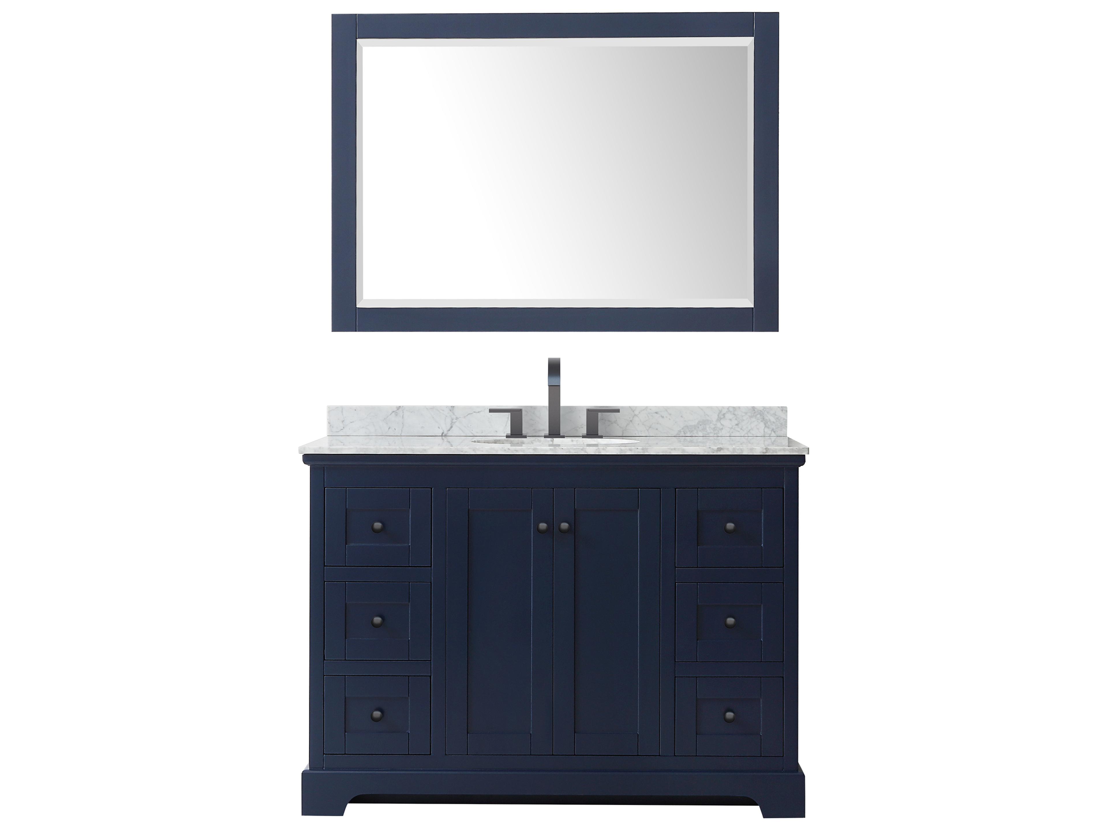 Wyndham Collection Avery 48" Dark Blue Vanity with 46" Mirror