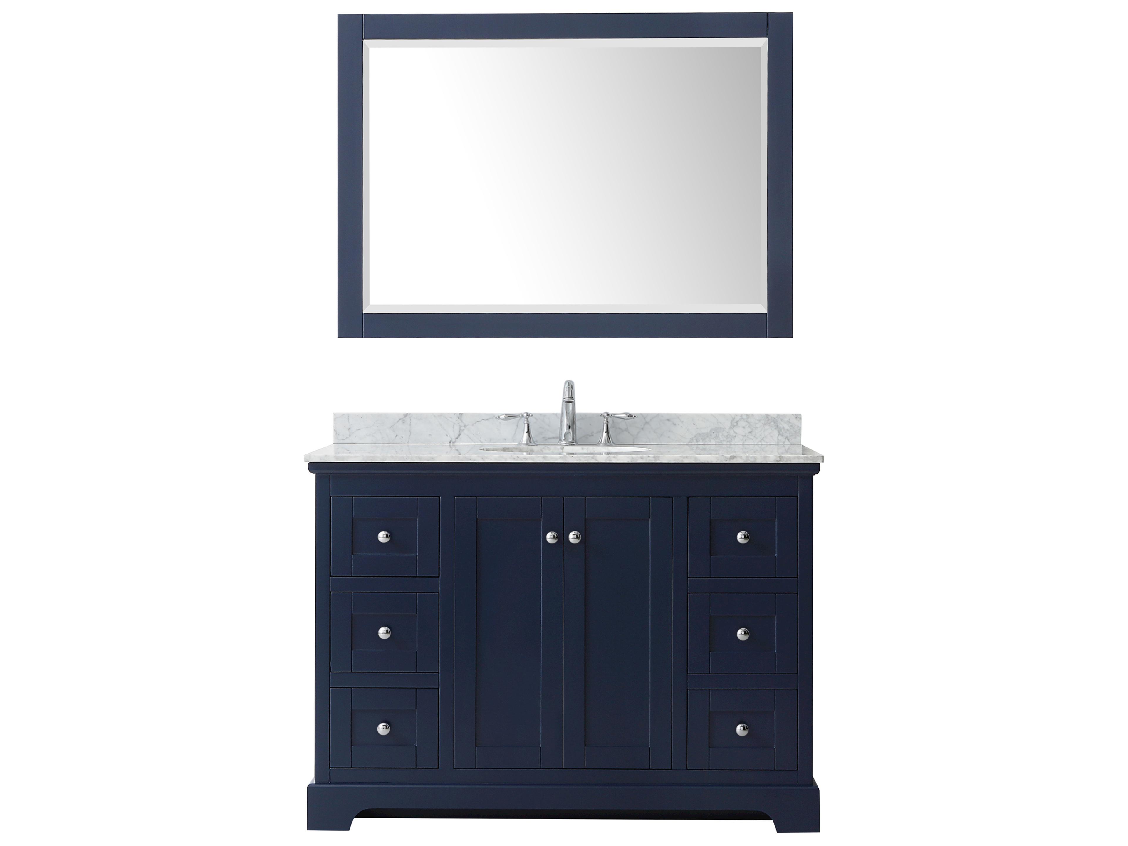 Wyndham Collection Avery 48" Dark Blue Vanity with 46" Mirror