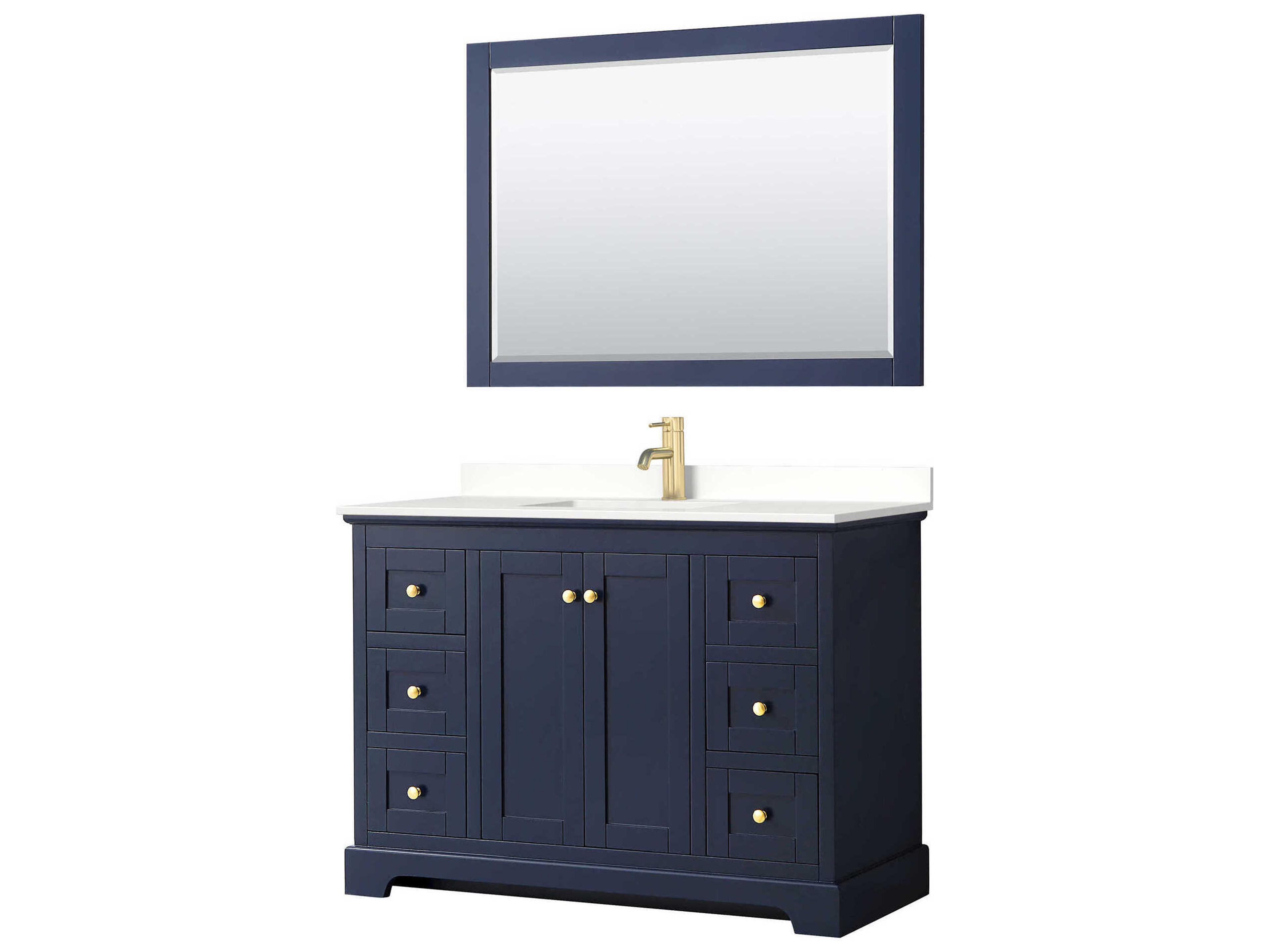 Wyndham Collection Avery 48" Dark Blue Vanity with 46" Mirror