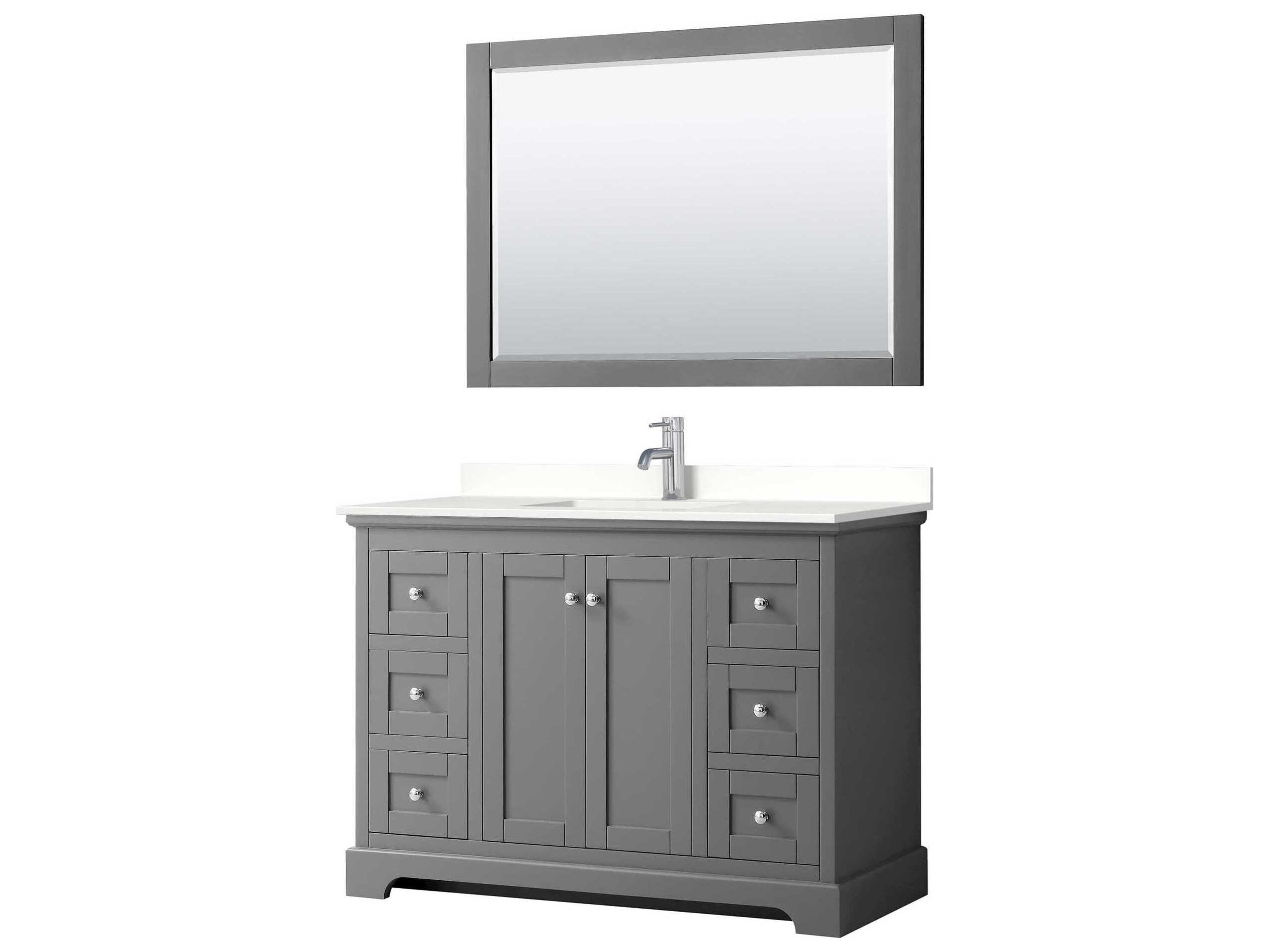 Wyndham Collection Avery 48" Dark Gray Vanity with 46" Mirror