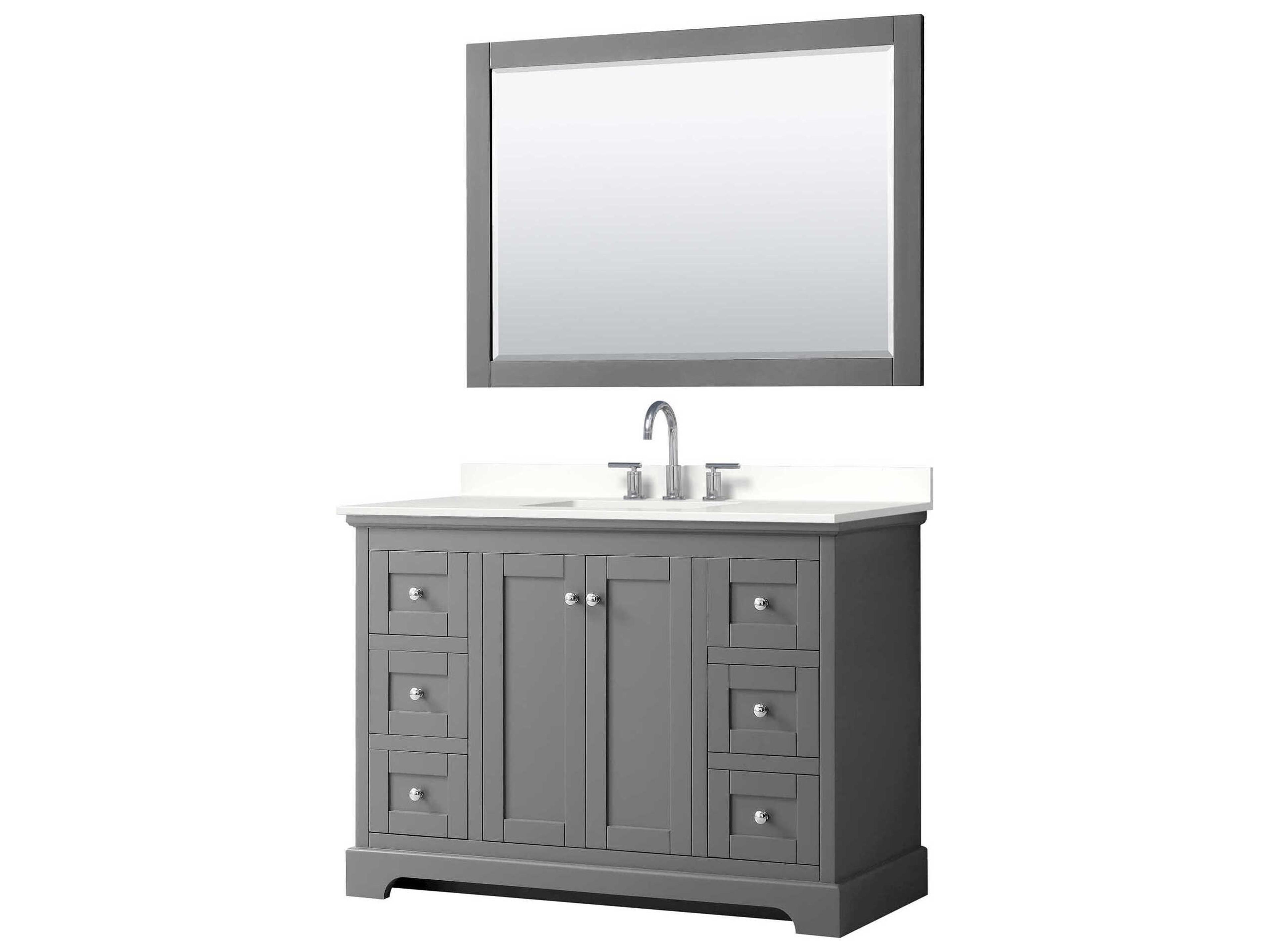 Wyndham Collection Avery 48" Dark Gray Vanity with 46" Mirror