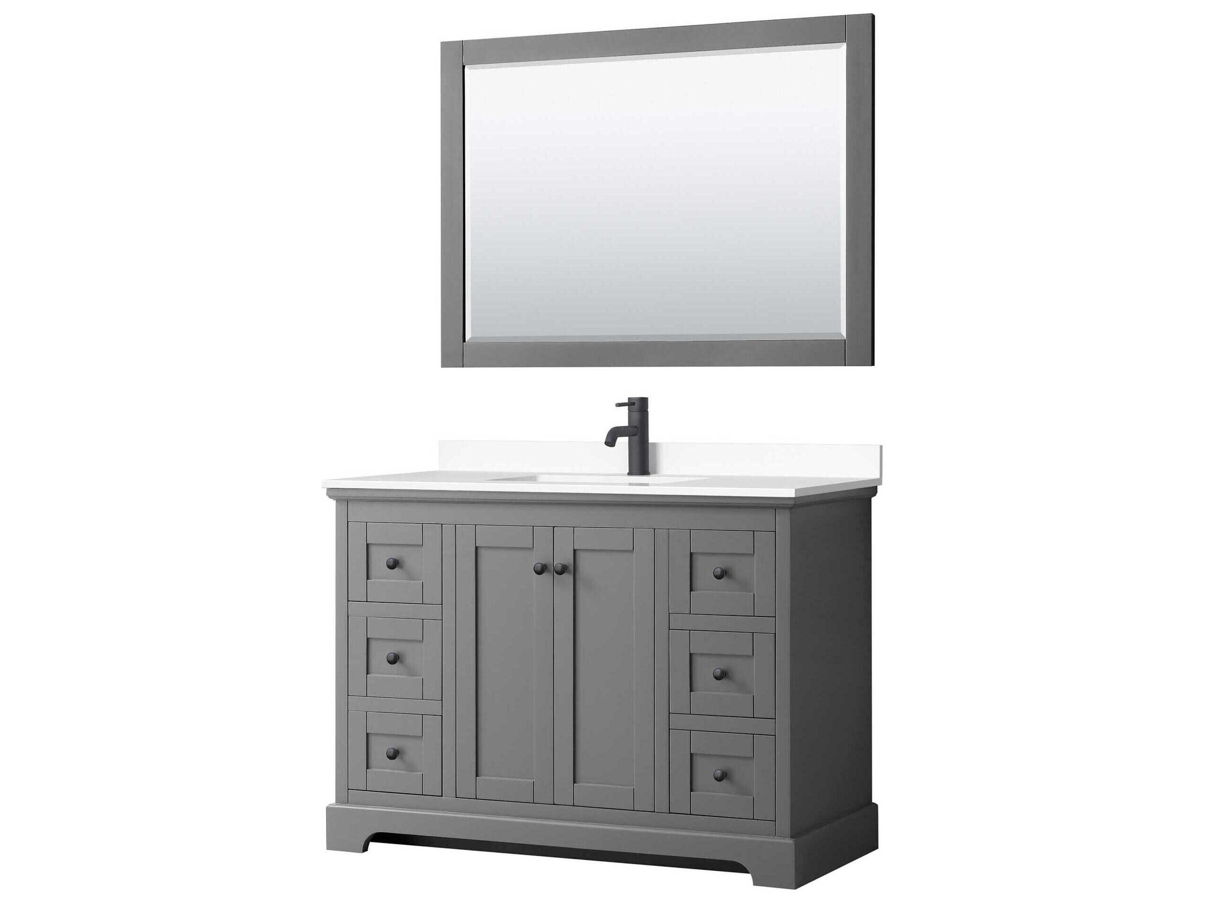 Wyndham Collection Avery 48" Dark Gray Vanity with 46" Mirror
