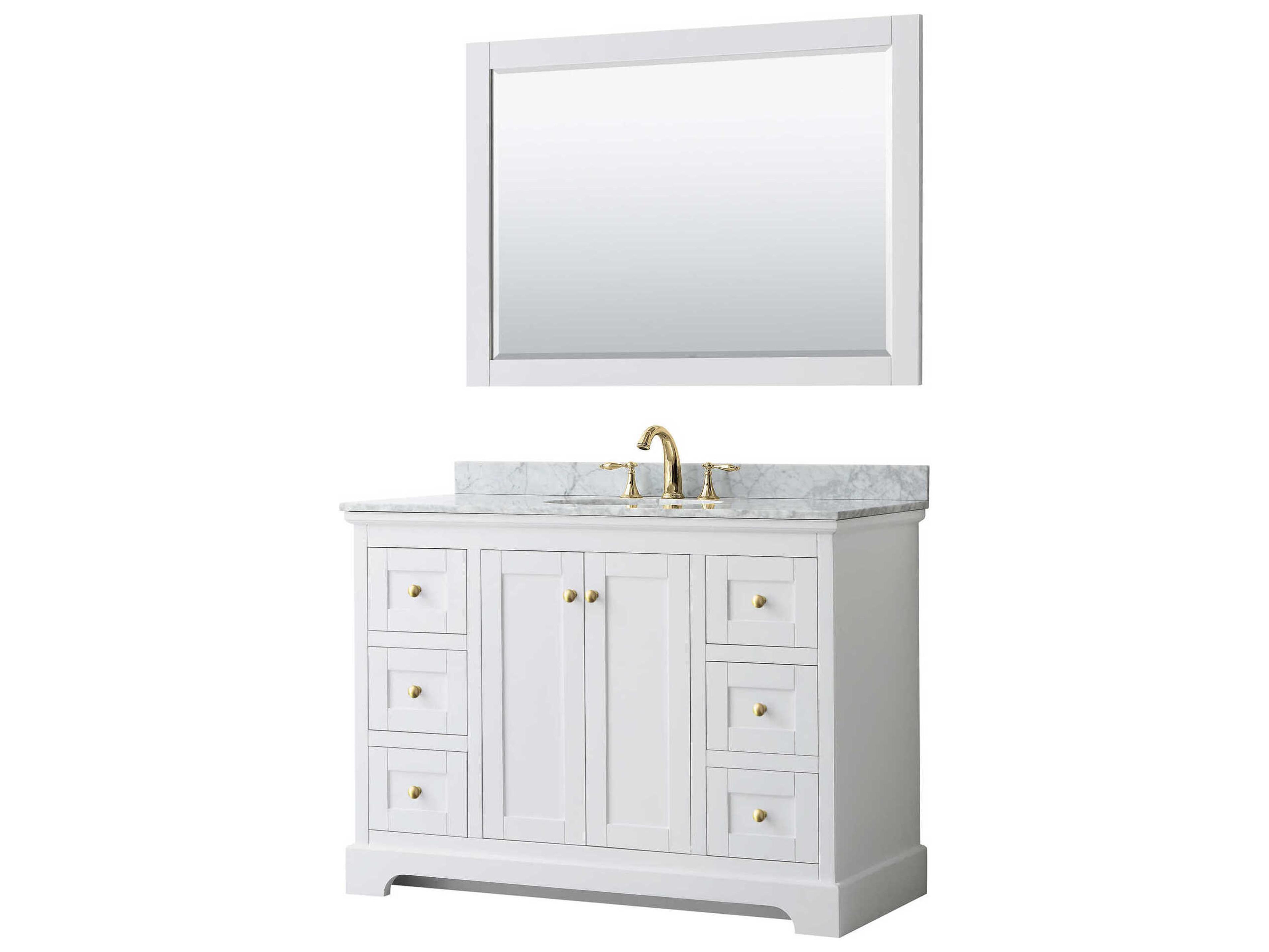 Wyndham Collection Avery 48" White Vanity with 46" Mirror