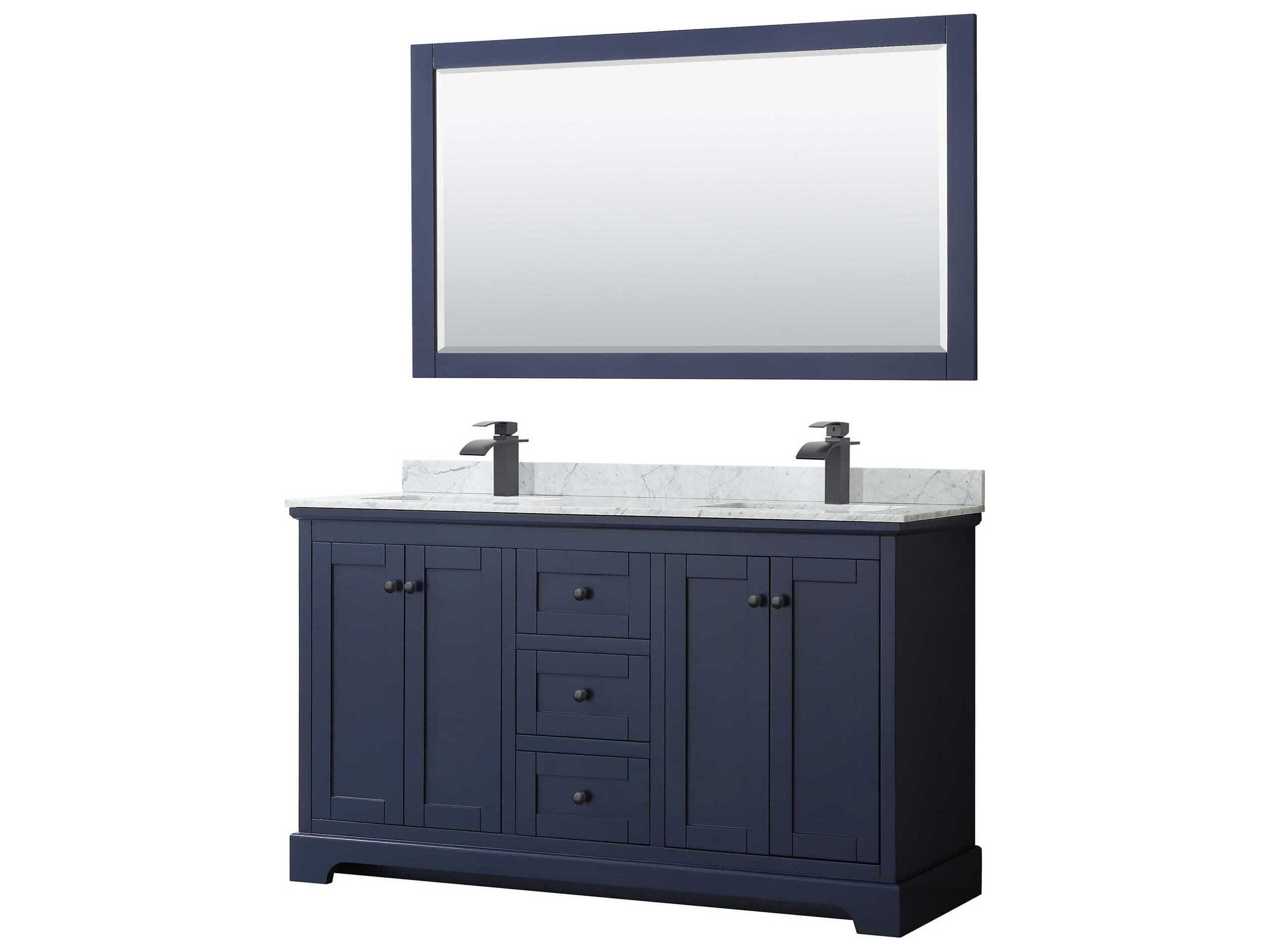 Wyndham Collection Avery 60" Dark Blue Vanity with 58" Mirror