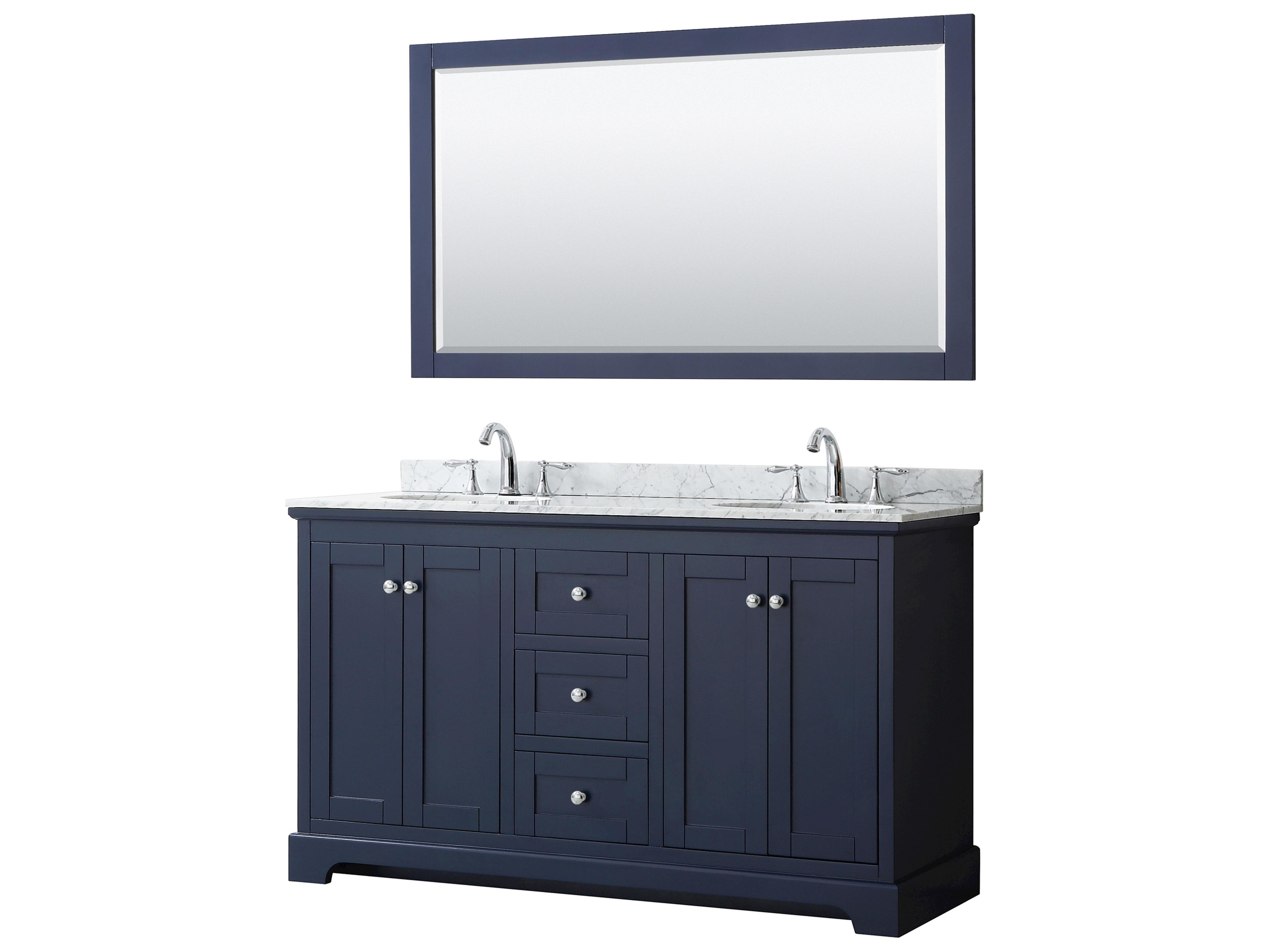Wyndham Collection Avery 60" Dark Blue Vanity with 58" Mirror