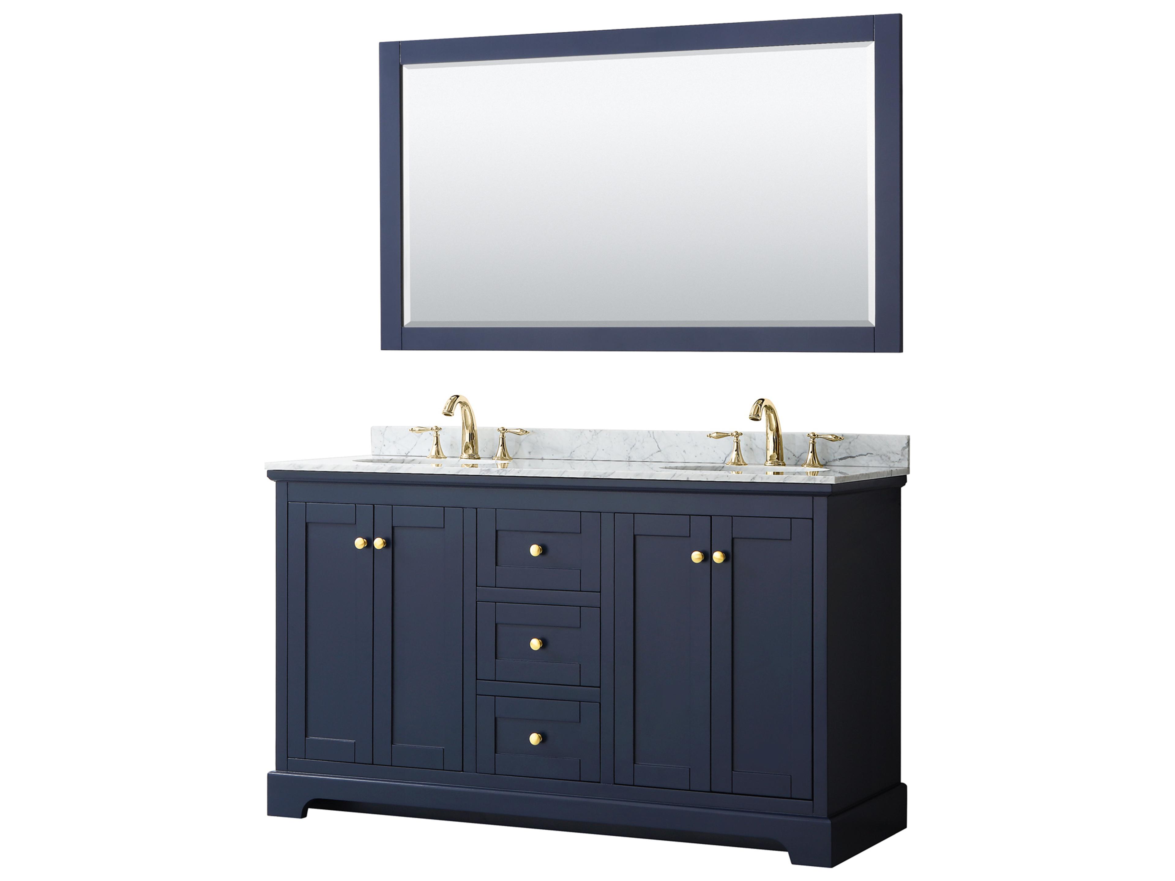 Wyndham Collection Avery 60" Dark Blue Vanity with 58" Mirror