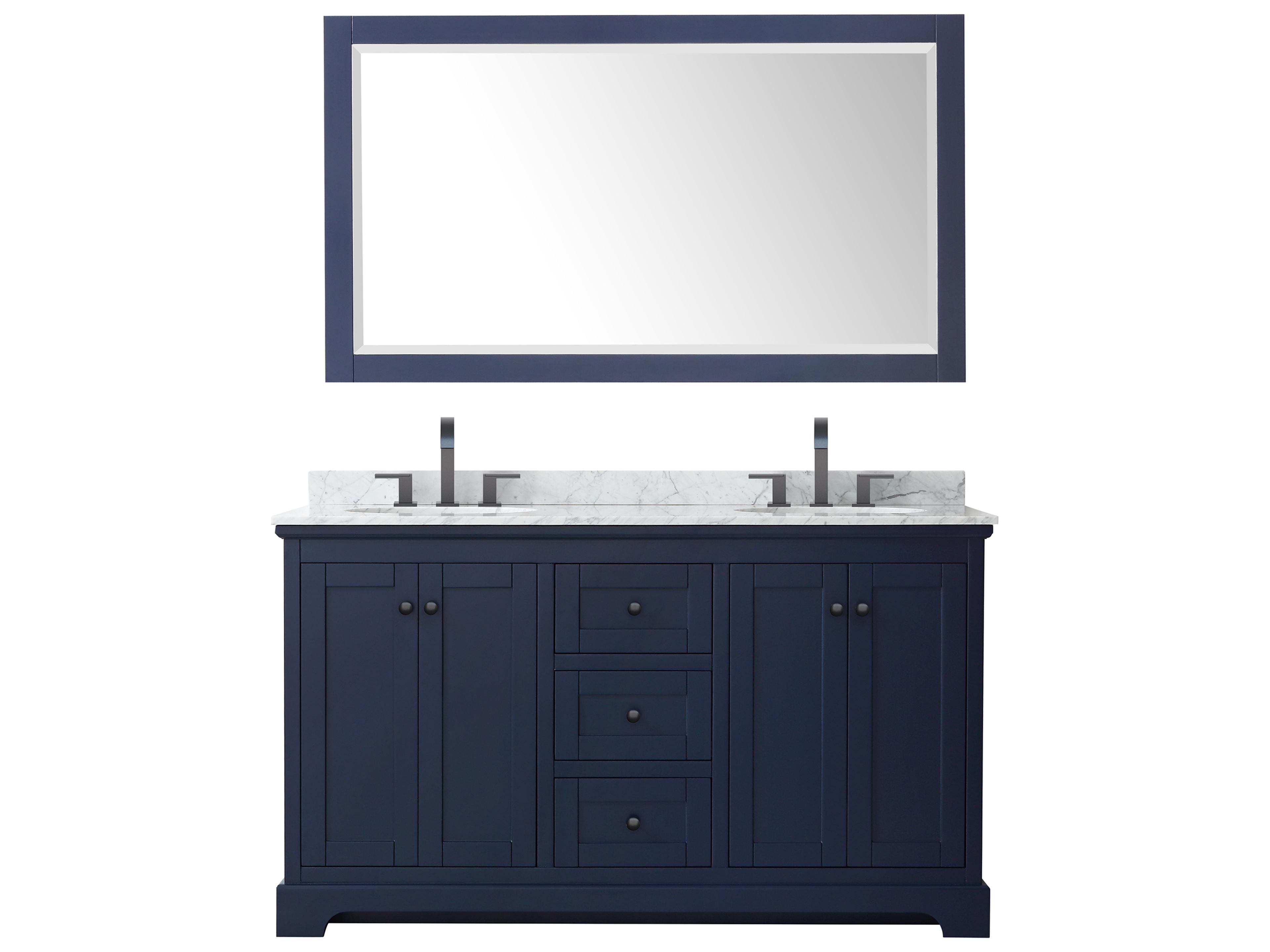 Wyndham Collection Avery 60" Dark Blue Vanity with 58" Mirror