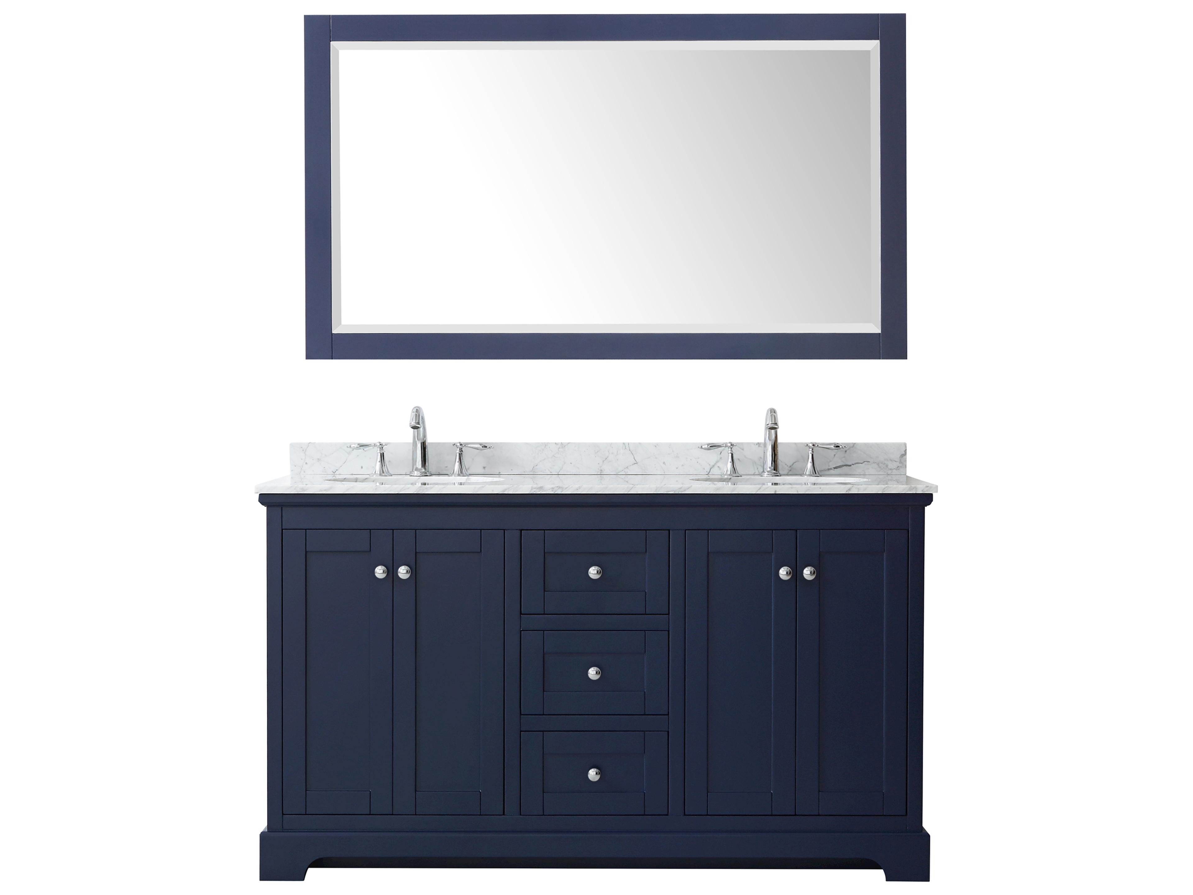 Wyndham Collection Avery 60" Dark Blue Vanity with 58" Mirror