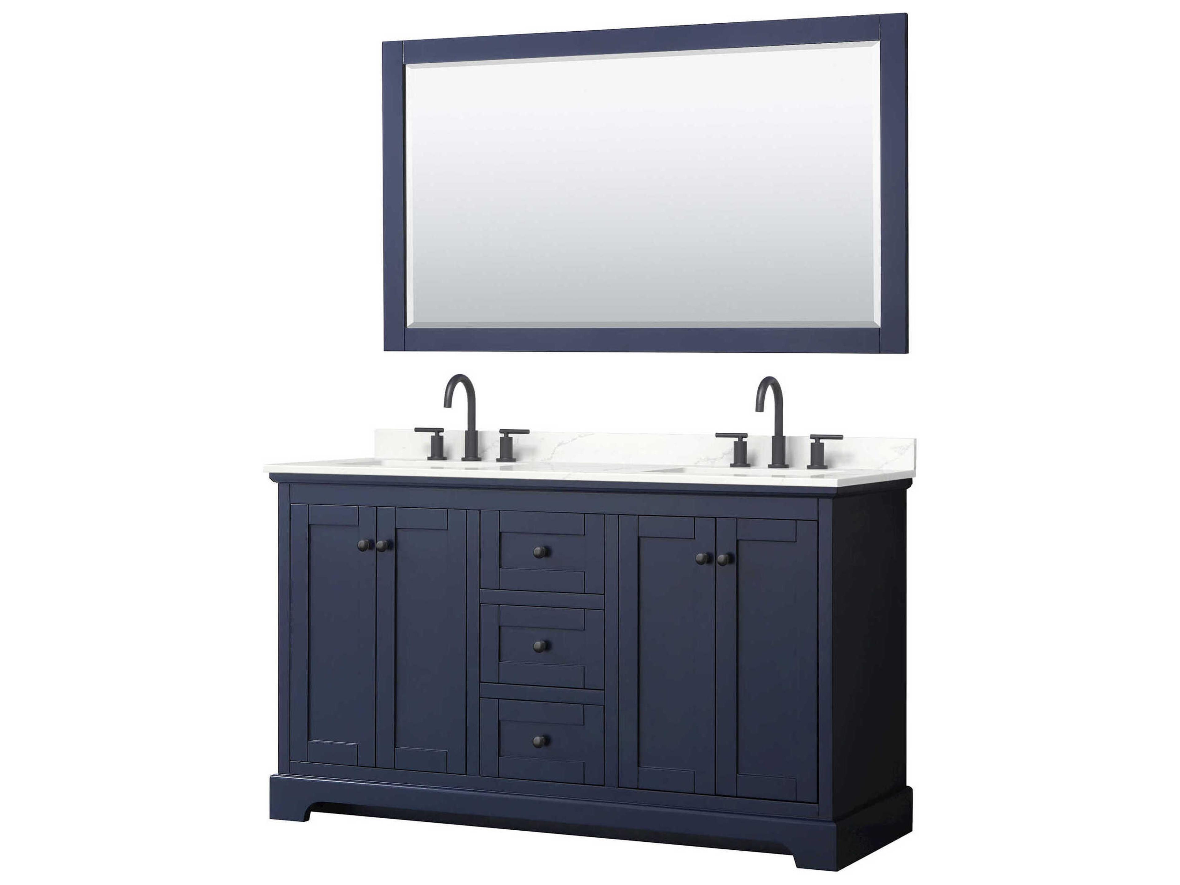 Wyndham Collection Avery 60" Dark Blue Vanity with 58" Mirror