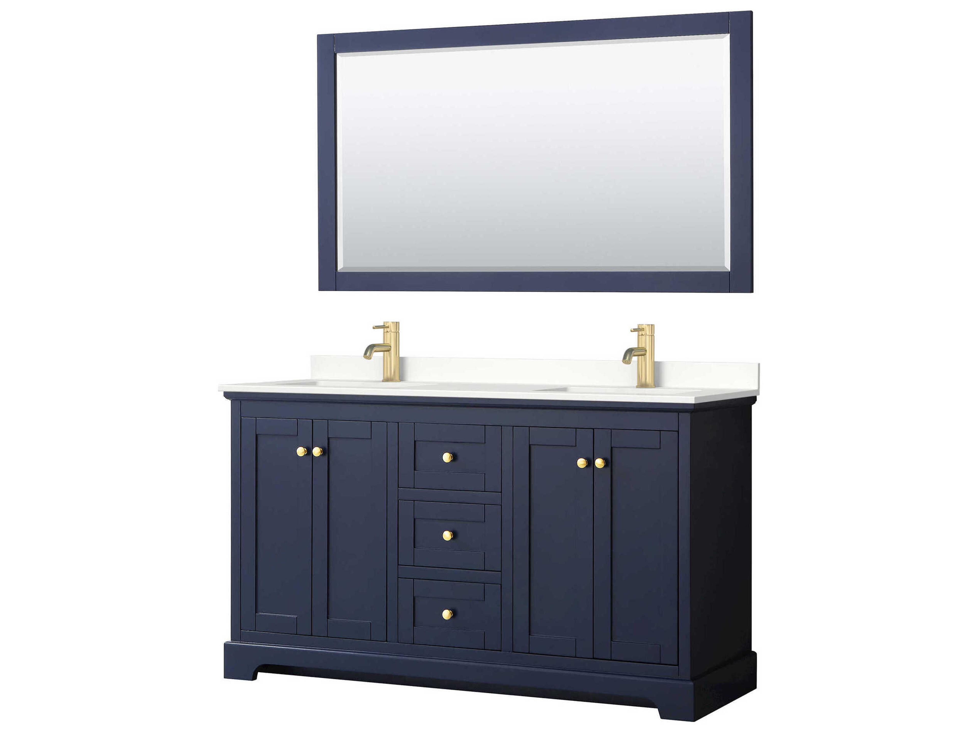 Wyndham Collection Avery 60" Dark Blue Vanity with 58" Mirror