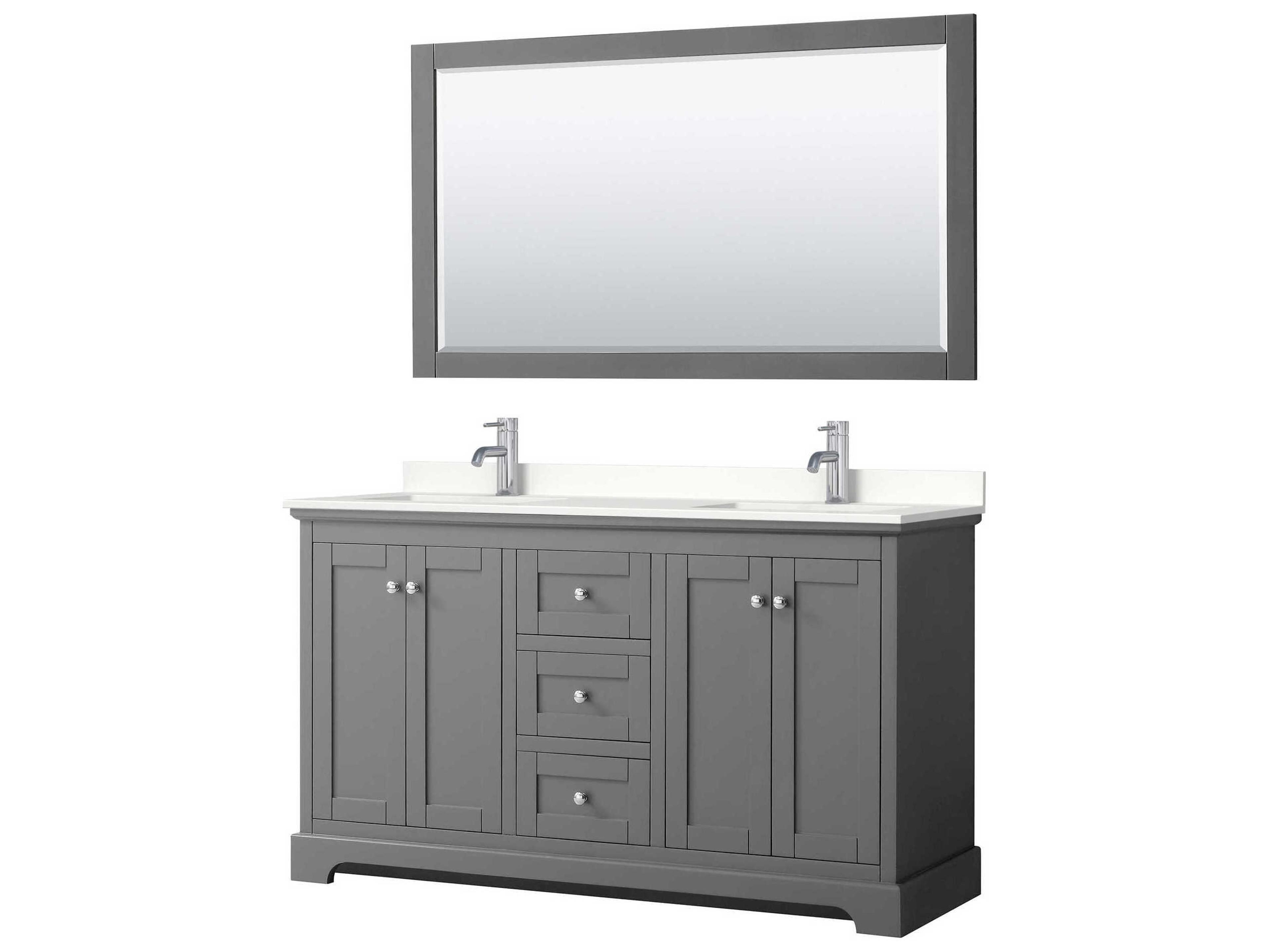 Wyndham Collection Avery 60" Dark Gray Vanity with 58" Mirror