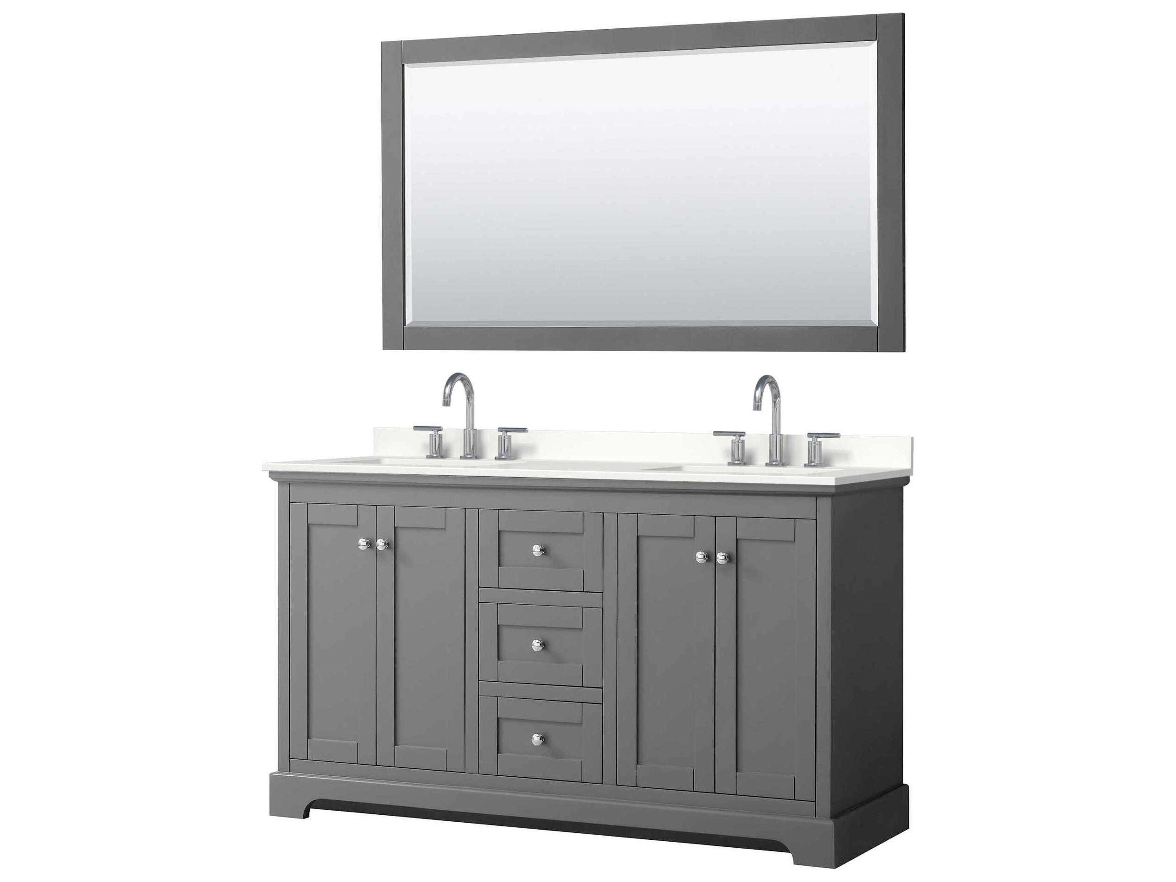 Wyndham Collection Avery 60" Dark Gray Vanity with 58" Mirror
