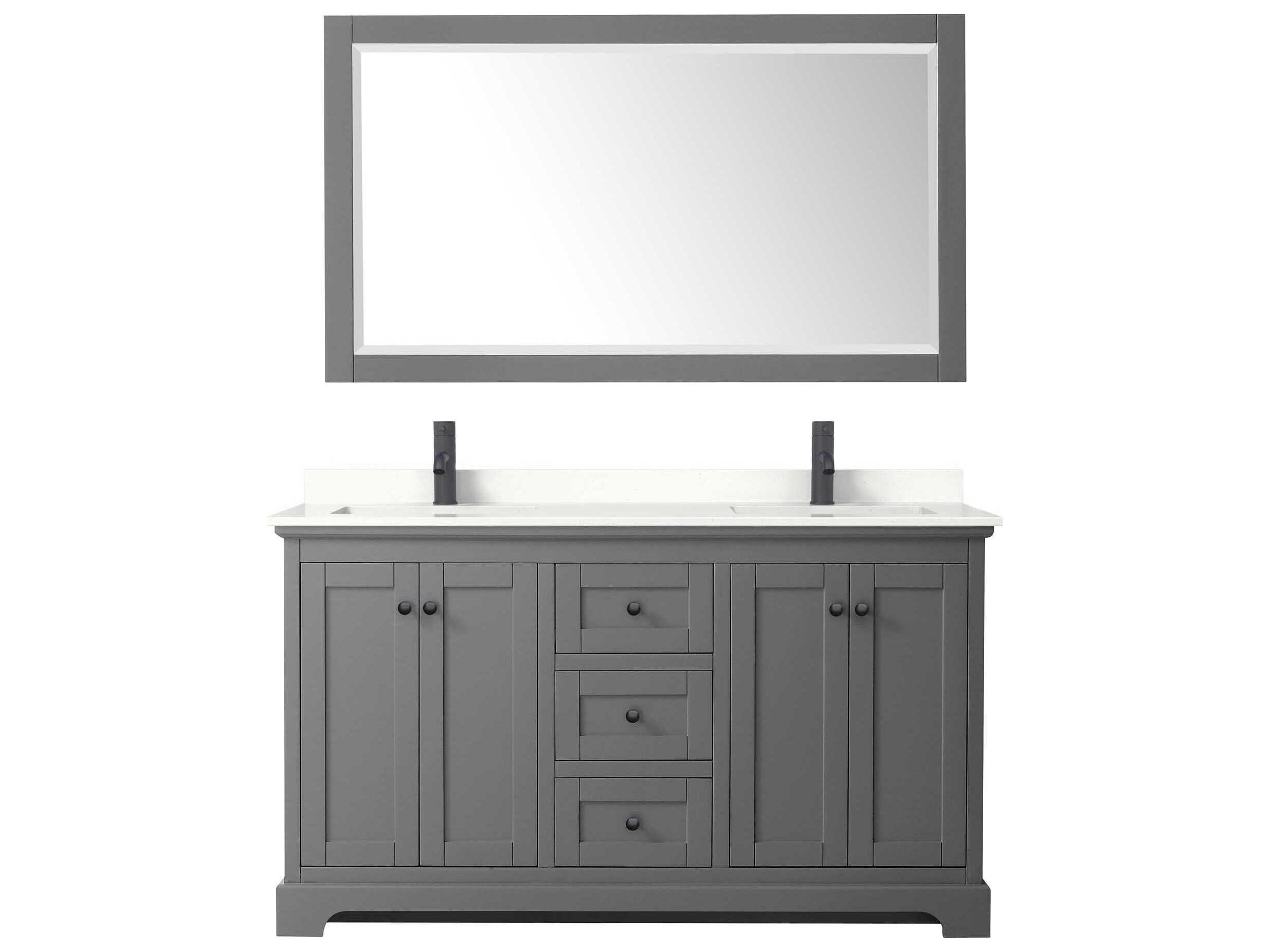 Wyndham Collection Avery 60" Dark Gray Vanity with 58" Mirror