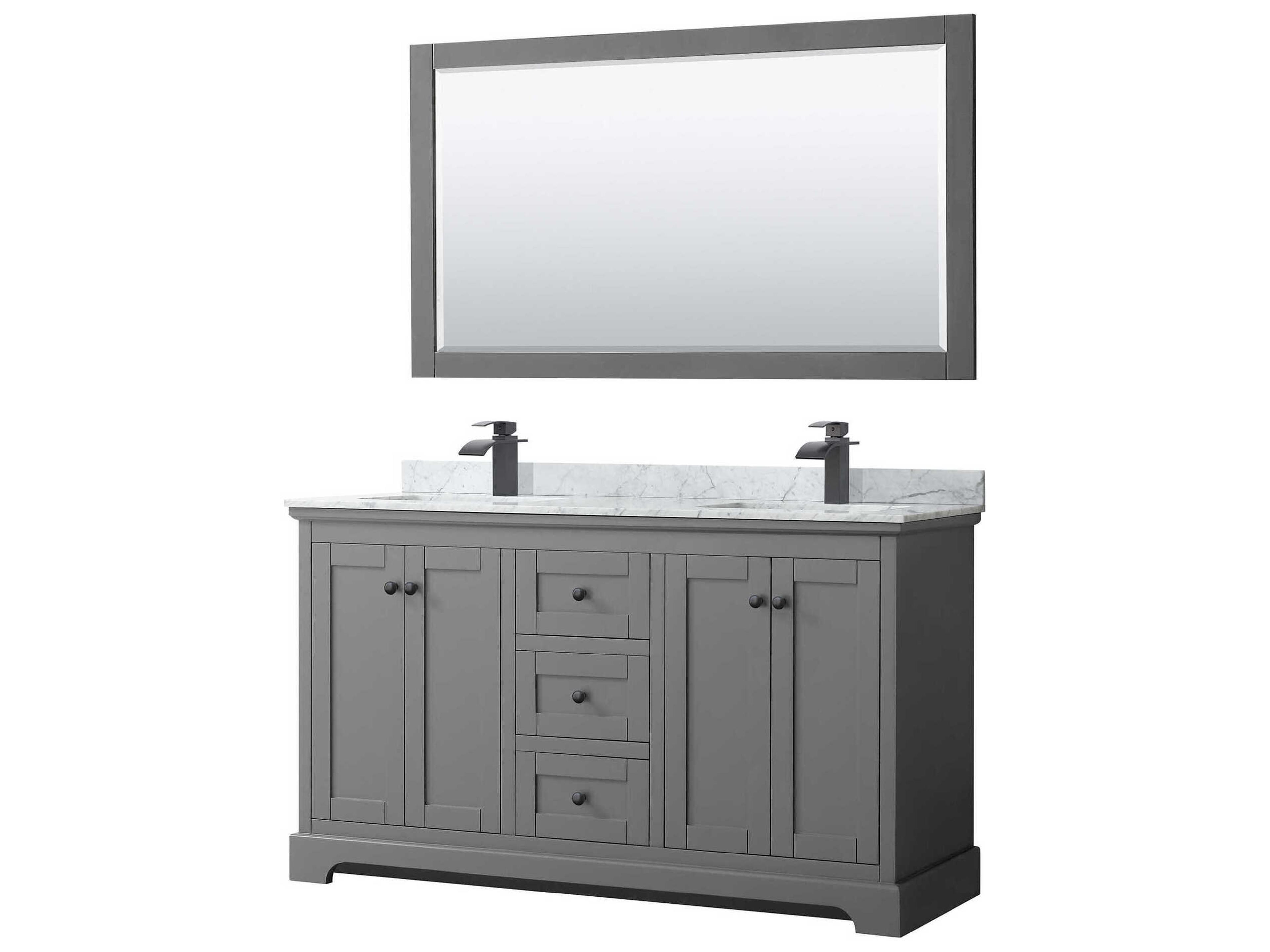 Wyndham Collection Avery 60" Dark Gray Vanity with 58" Mirror