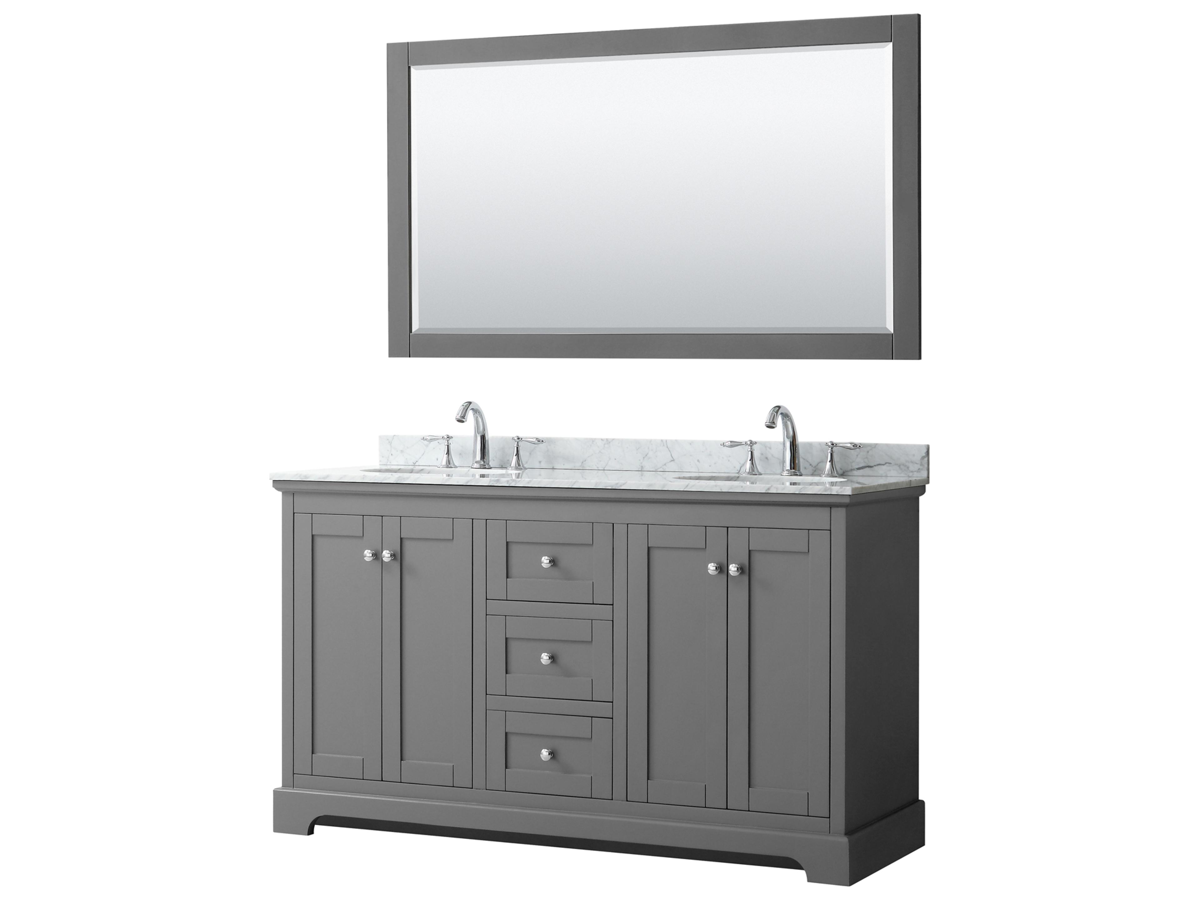 Wyndham Collection Avery 60" Dark Gray Vanity with 58" Mirror