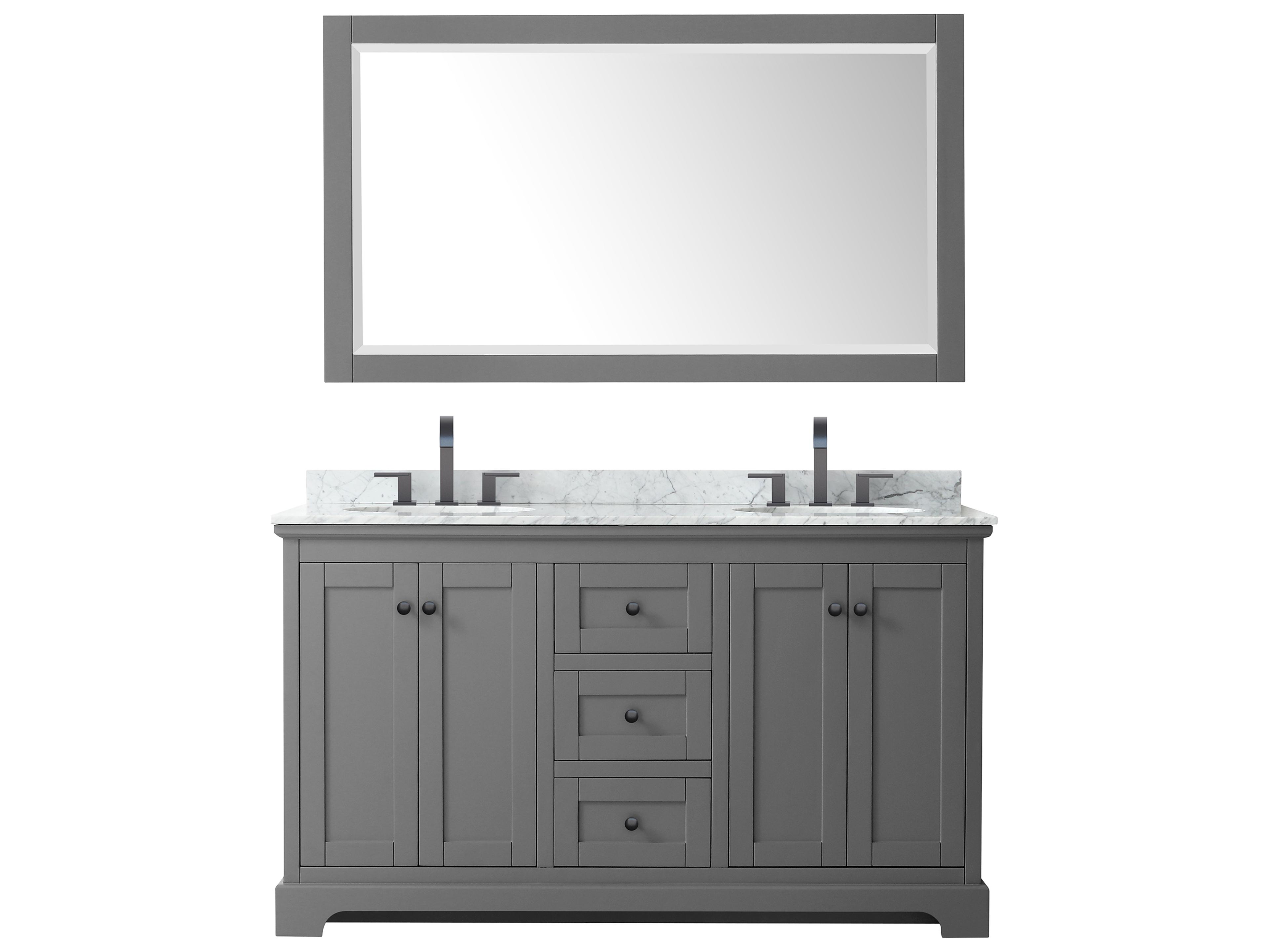 Wyndham Collection Avery 60" Dark Gray Vanity with 58" Mirror