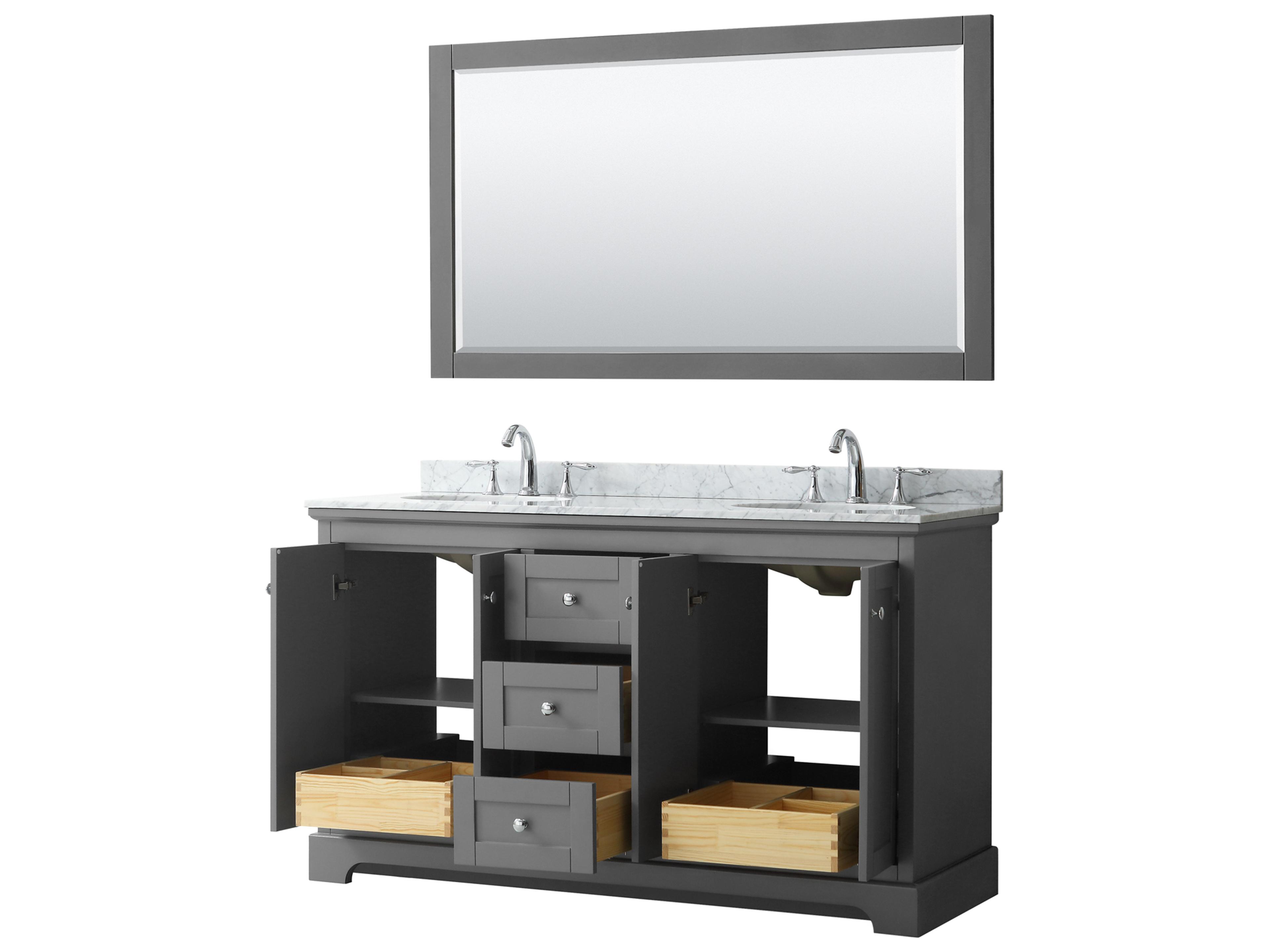 Wyndham Collection Avery 60" Dark Gray Vanity with 58" Mirror