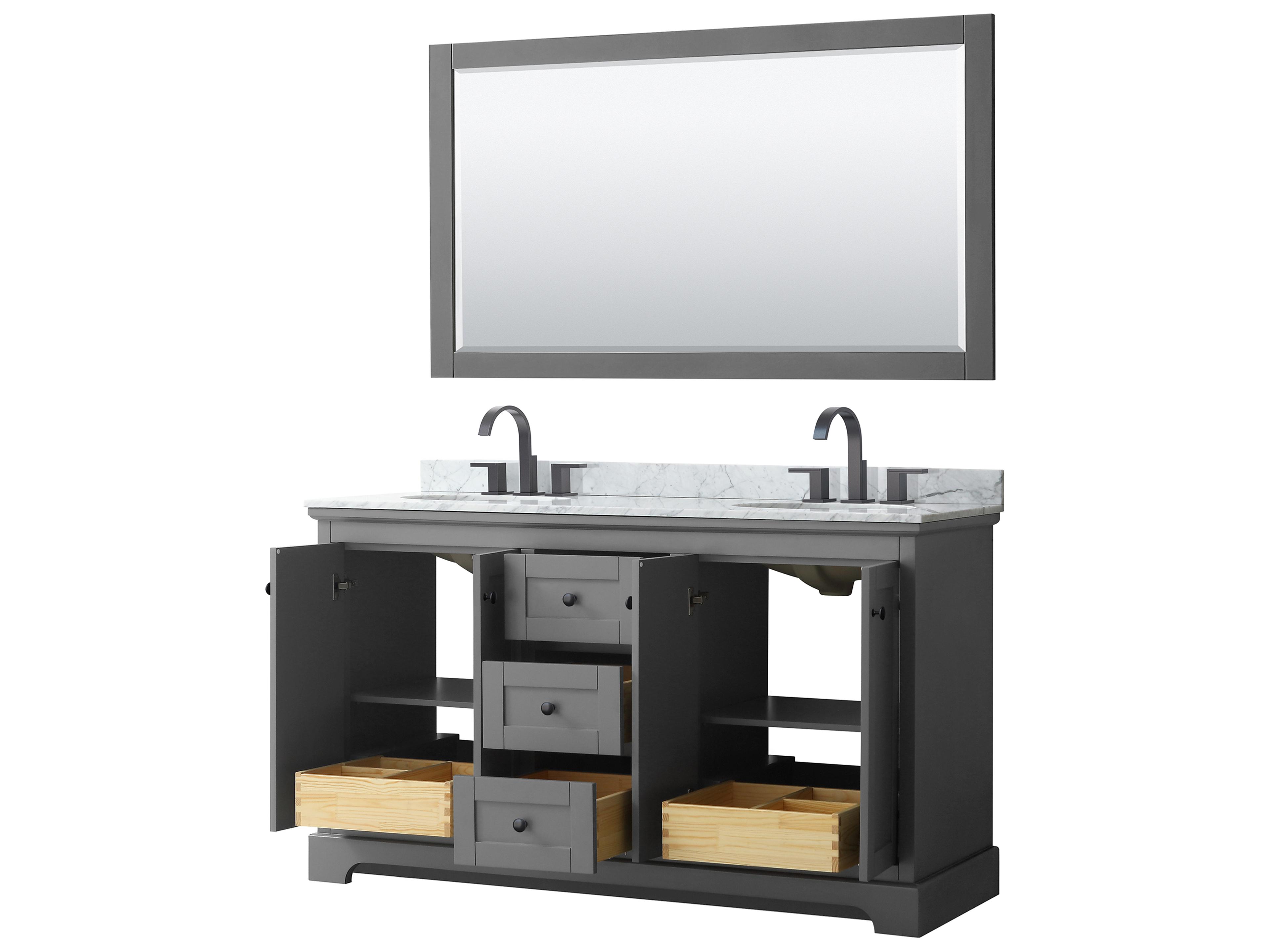 Wyndham Collection Avery 60" Dark Gray Vanity with 58" Mirror