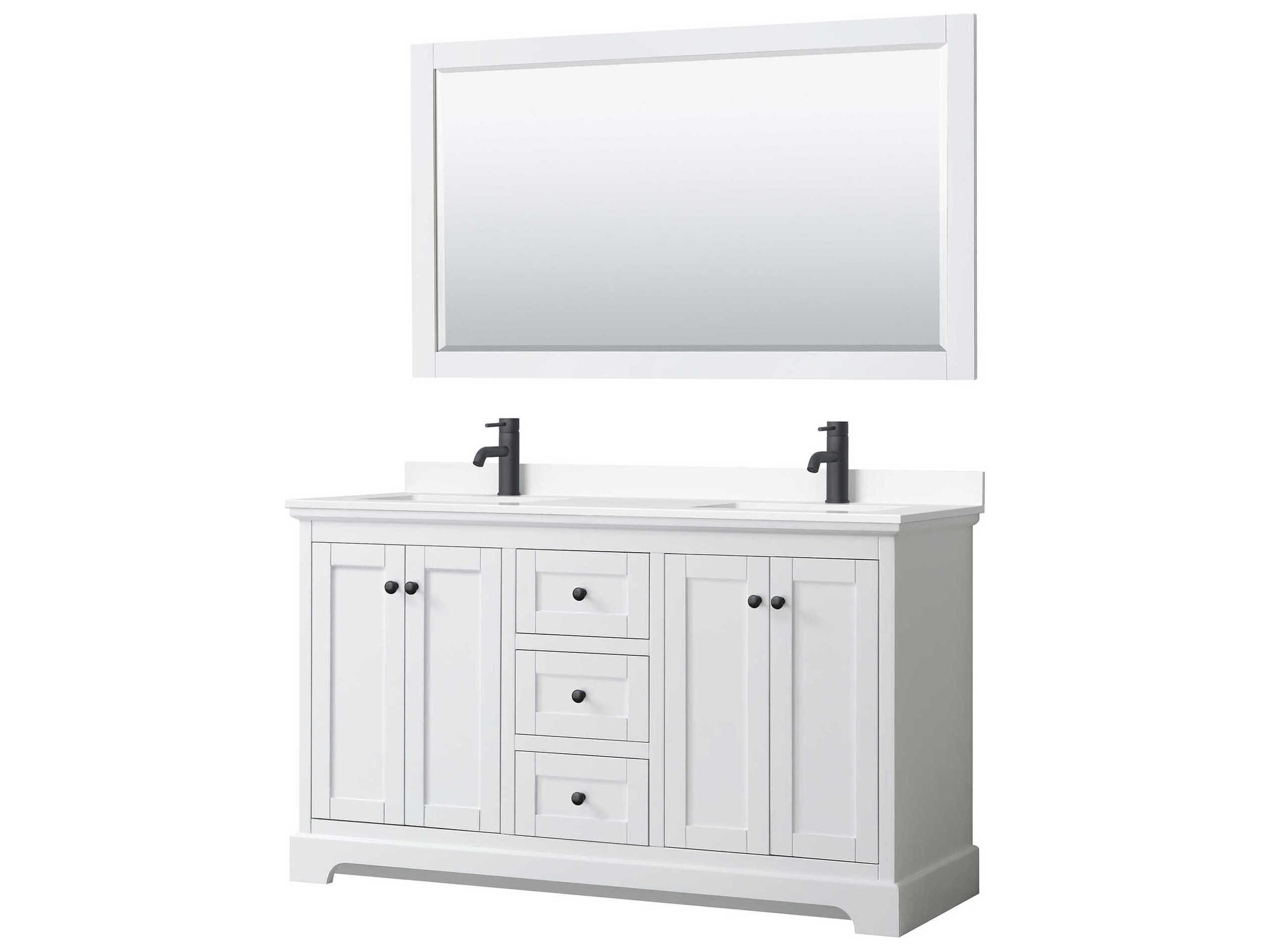 Wyndham Collection Avery 60" White Vanity with 58" Mirror