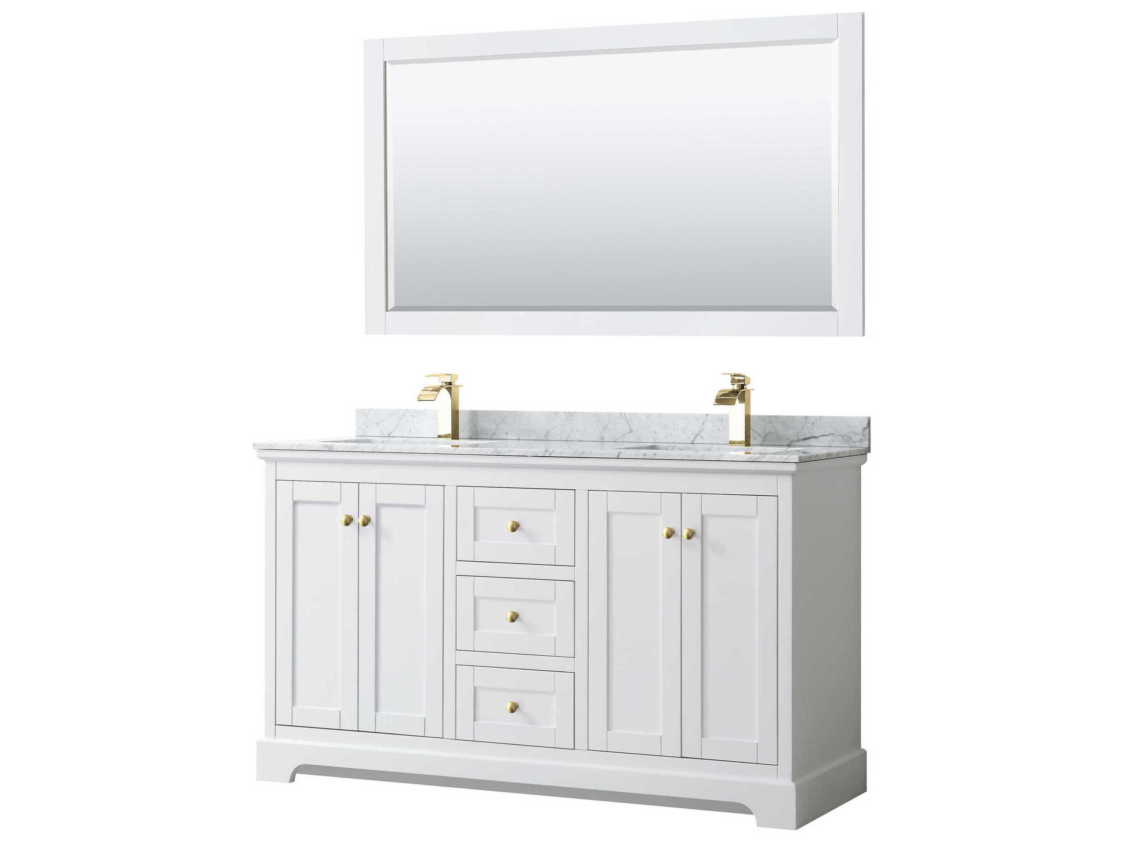 Wyndham Collection Avery 60" White Vanity with 58" Mirror