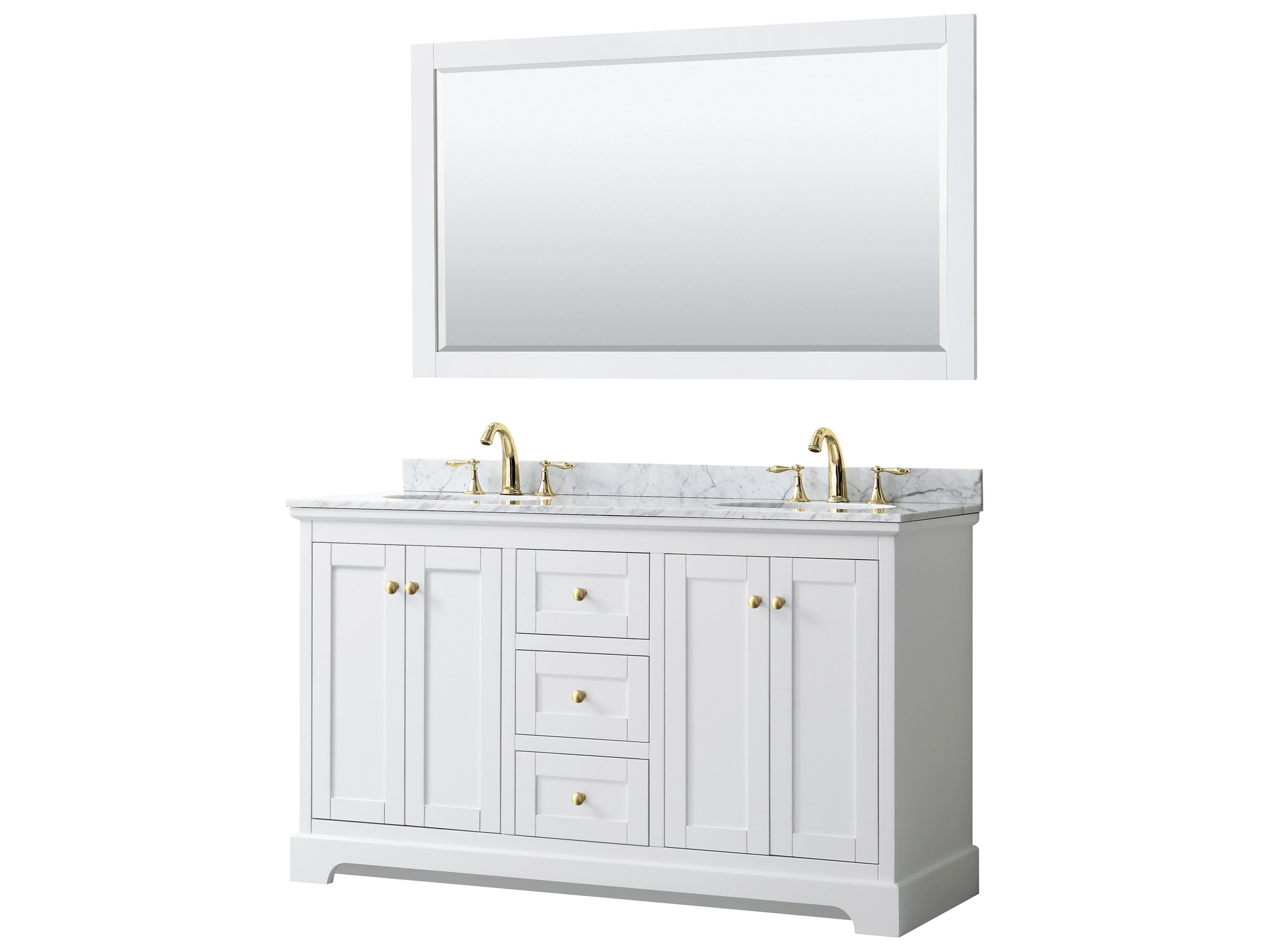 Wyndham Collection Avery 60" White Vanity with 58" Mirror