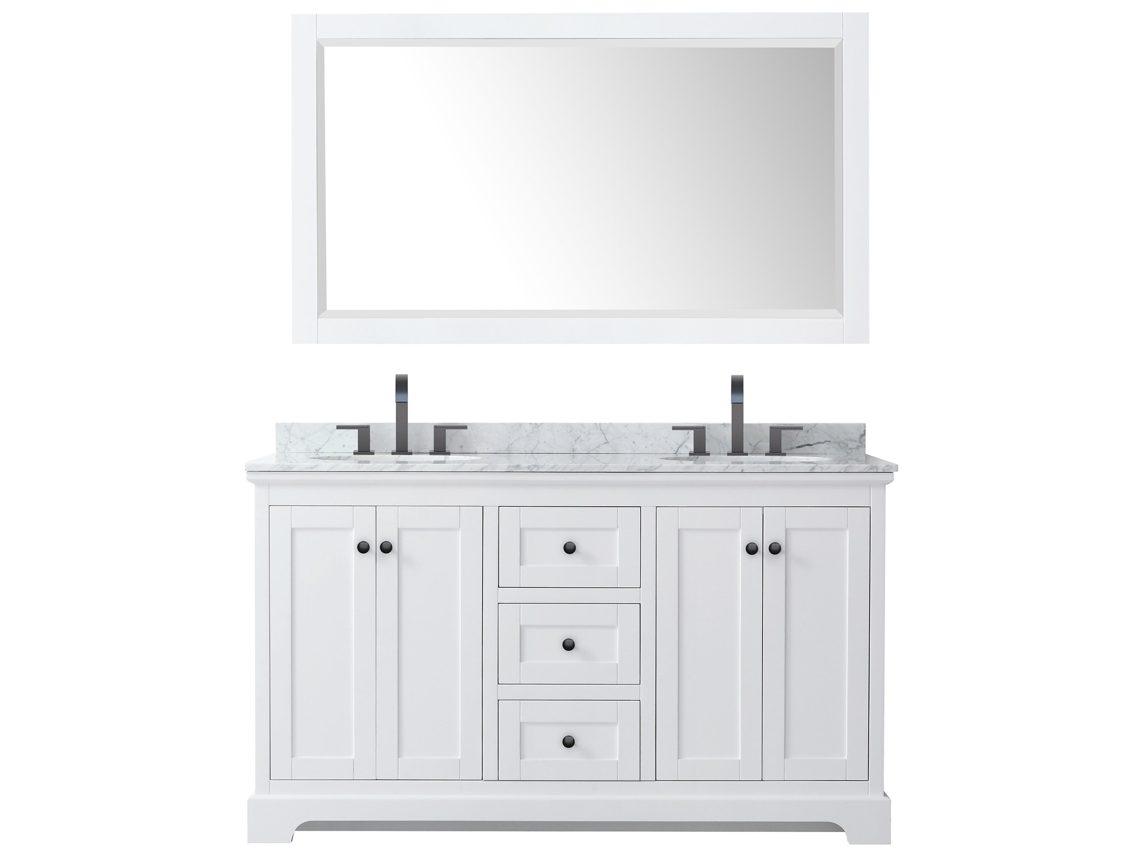 Wyndham Collection Avery 60" White Vanity with 58" Mirror