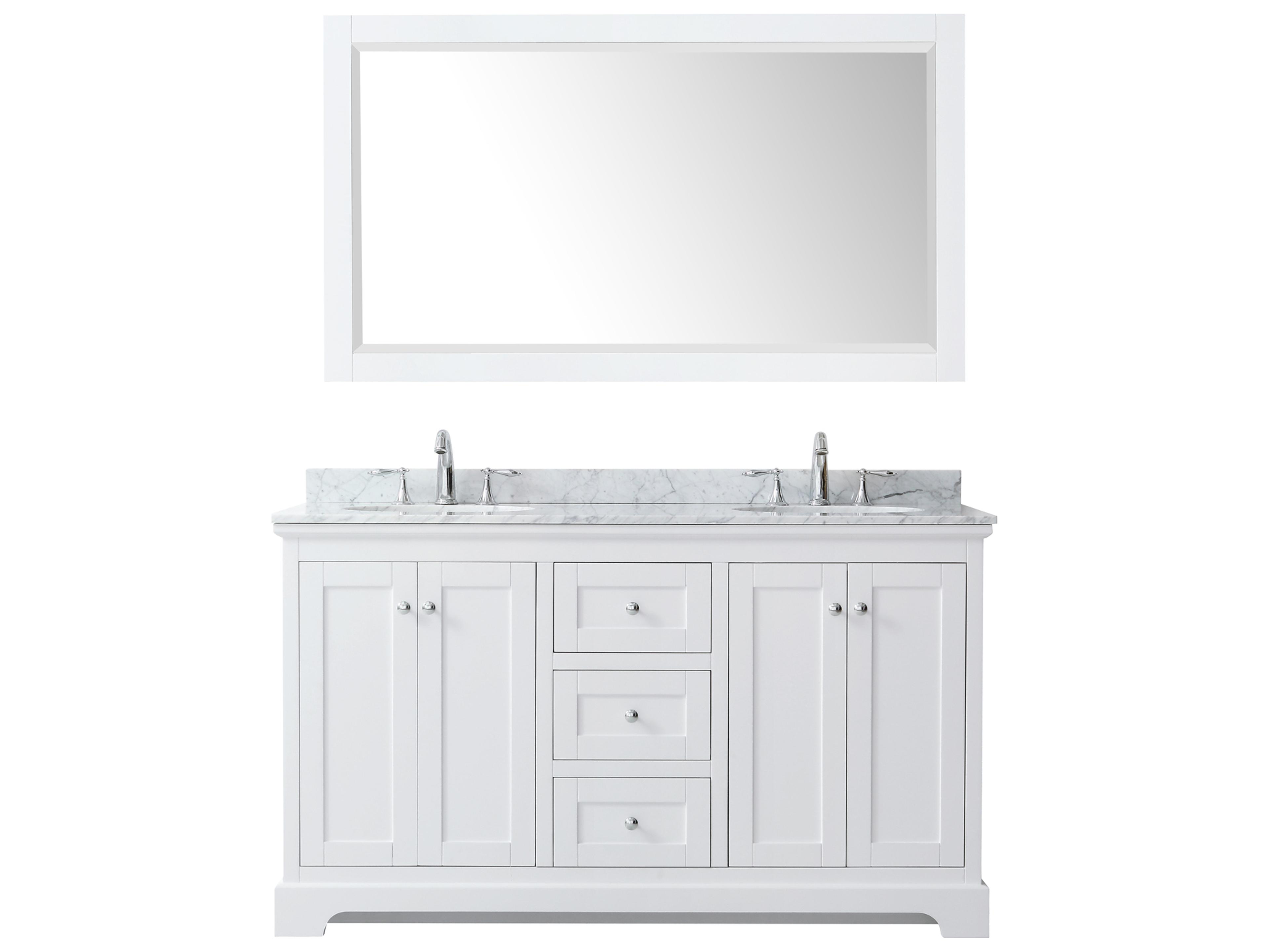Wyndham Collection Avery 60" White Vanity with 58" Mirror