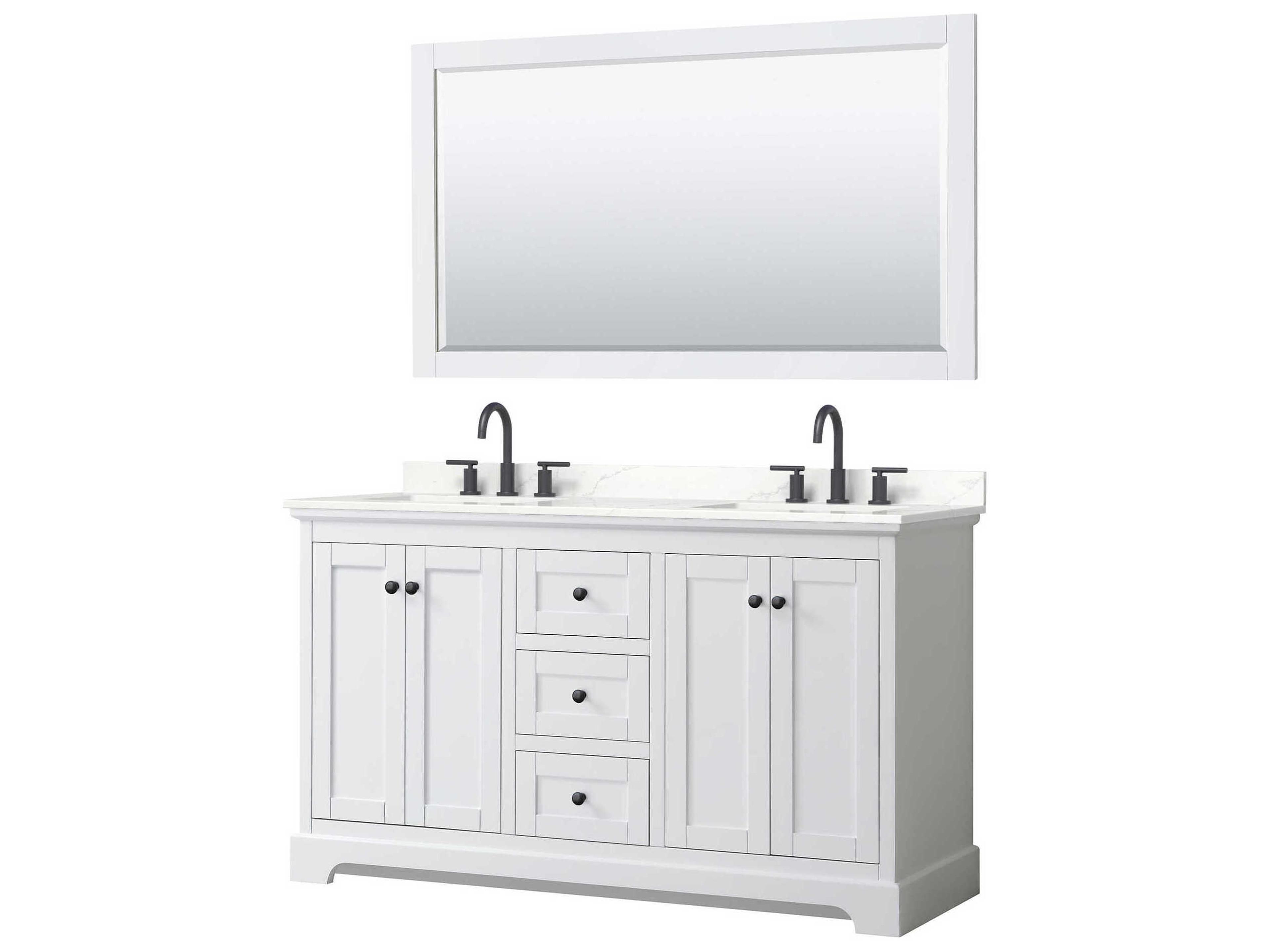 Wyndham Collection Avery 60" White Vanity with 58" Mirror