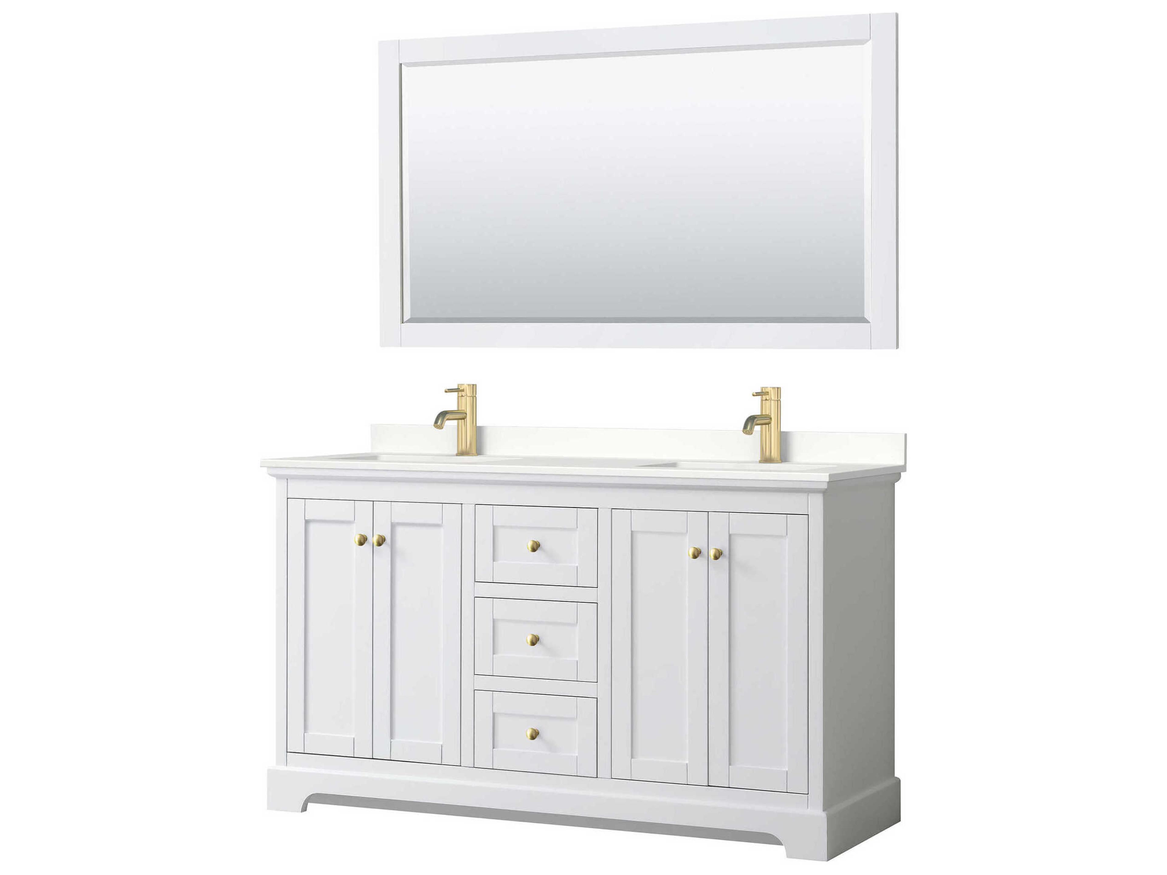 Wyndham Collection Avery 60" White Vanity with 58" Mirror