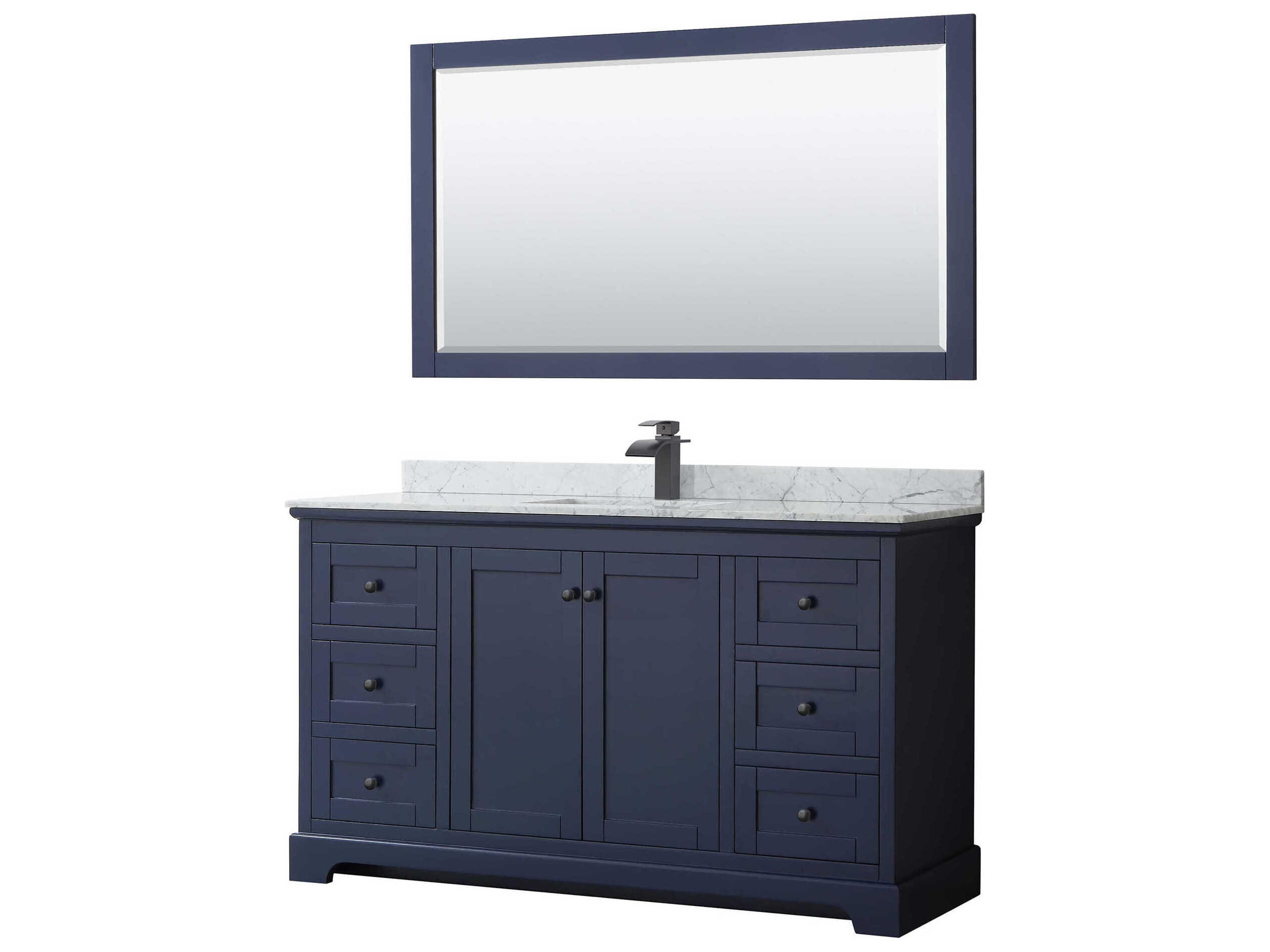 Wyndham Collection Avery 60" Dark Blue Vanity with 58" Mirror