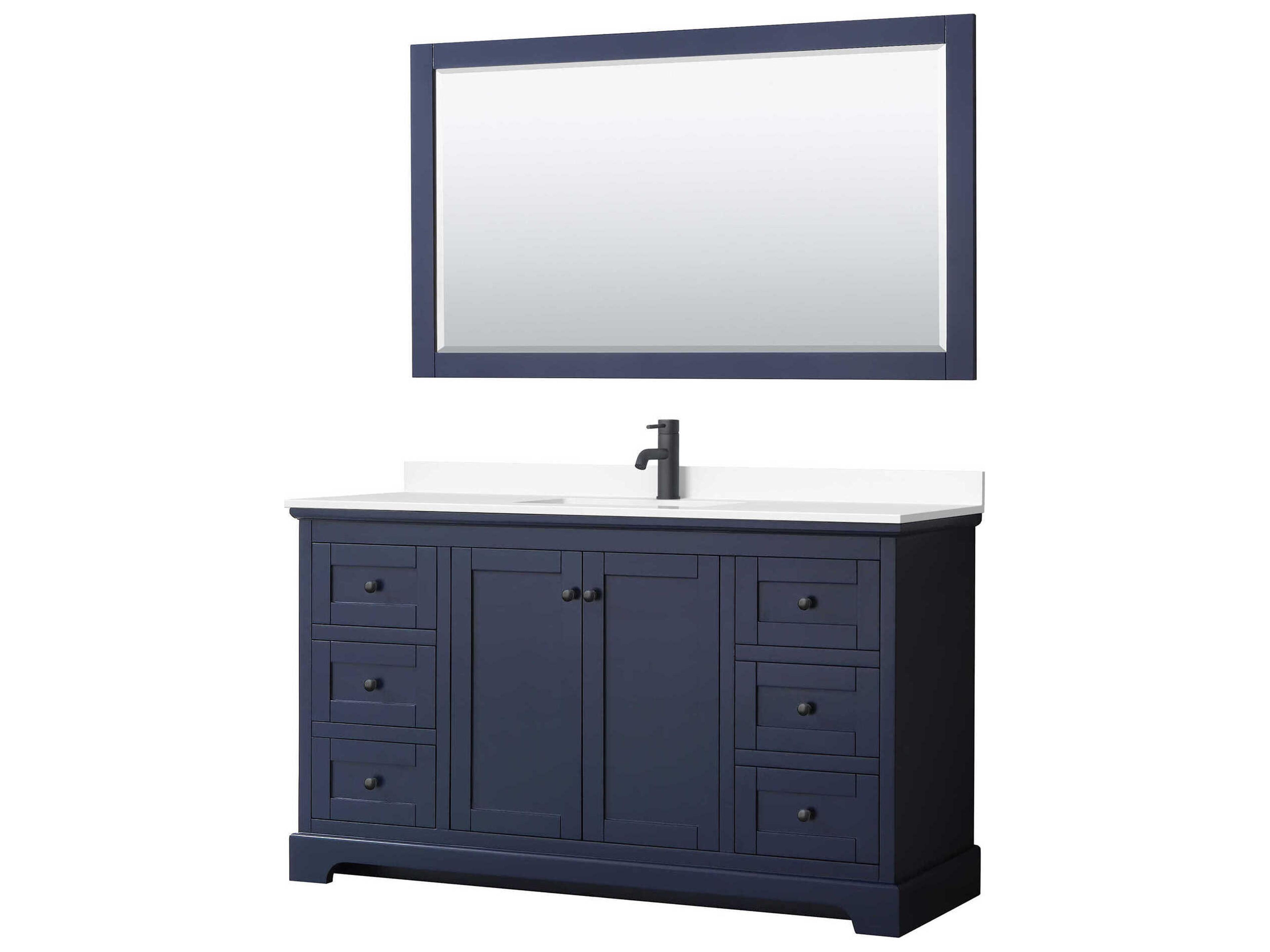 Wyndham Collection Avery 60" Dark Blue Vanity with 58" Mirror