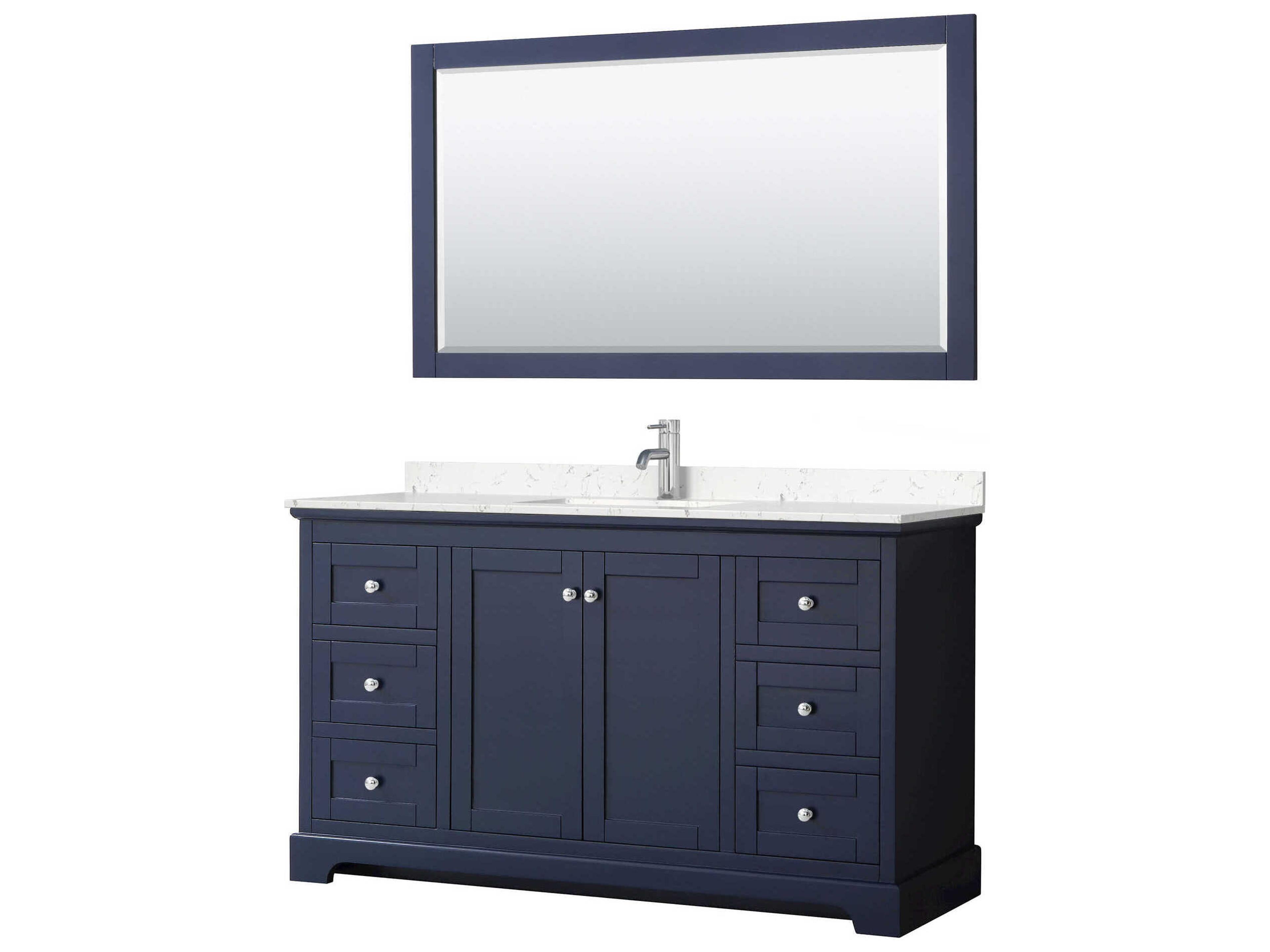 Wyndham Collection Avery 60" Dark Blue Vanity with 58" Mirror