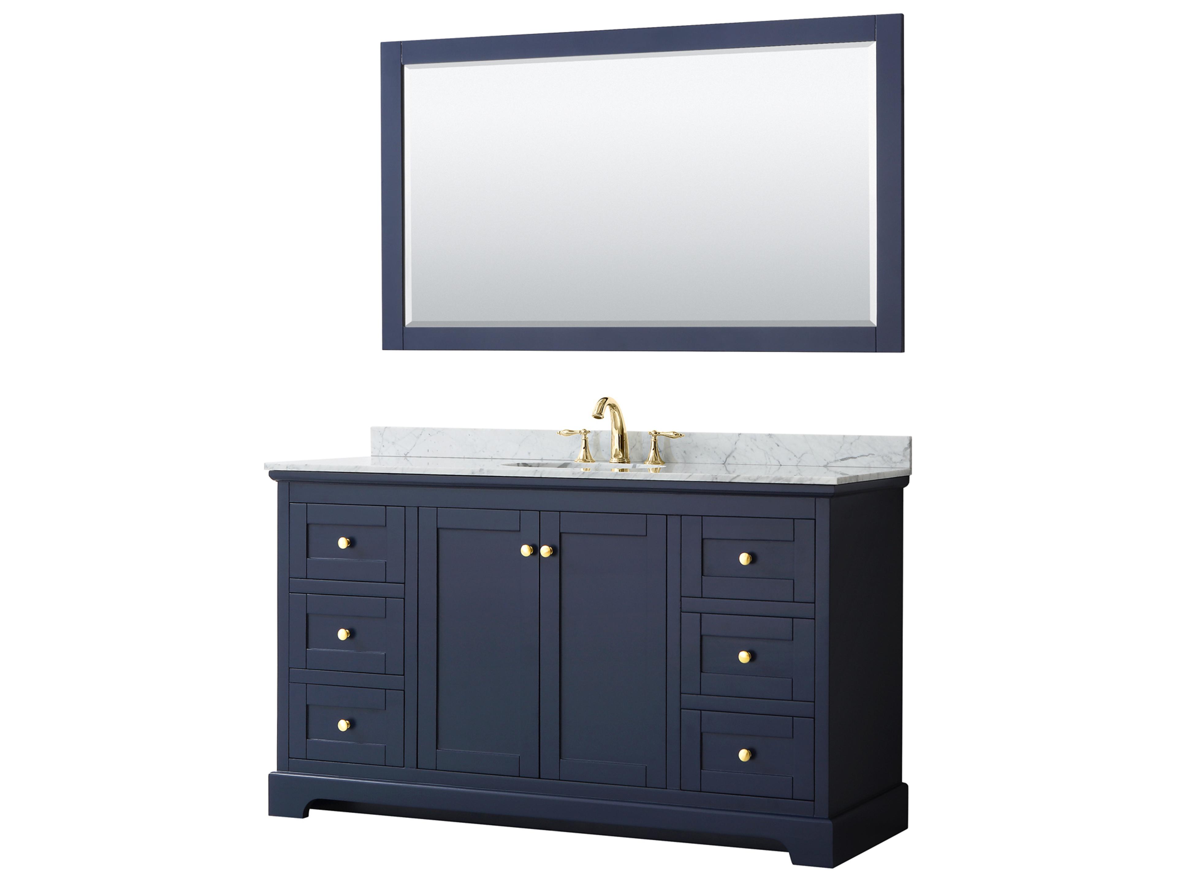 Wyndham Collection Avery 60" Dark Blue Vanity with 58" Mirror