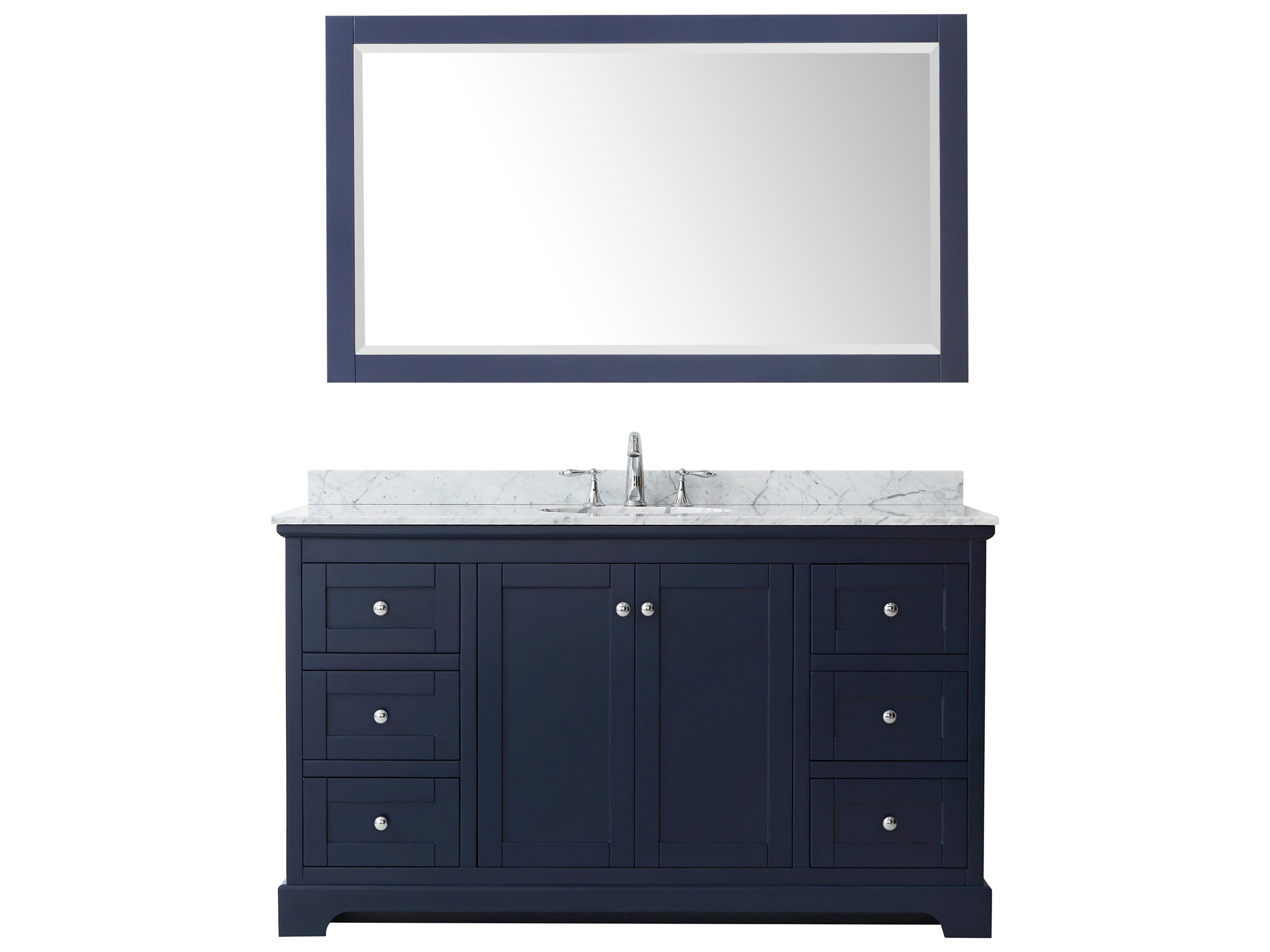Wyndham Collection Avery 60" Dark Blue Vanity with 58" Mirror