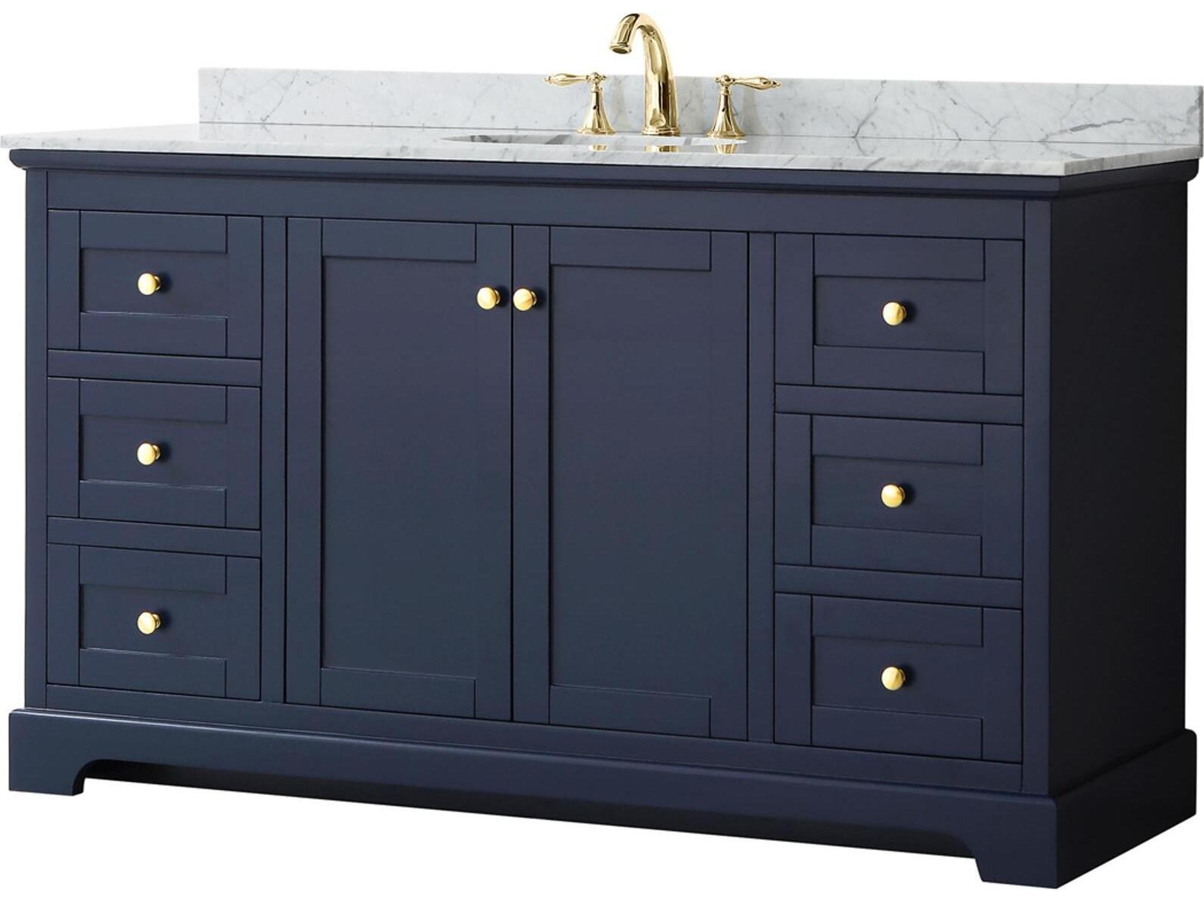 Wyndham Collection Avery 60" Dark Blue Vanity