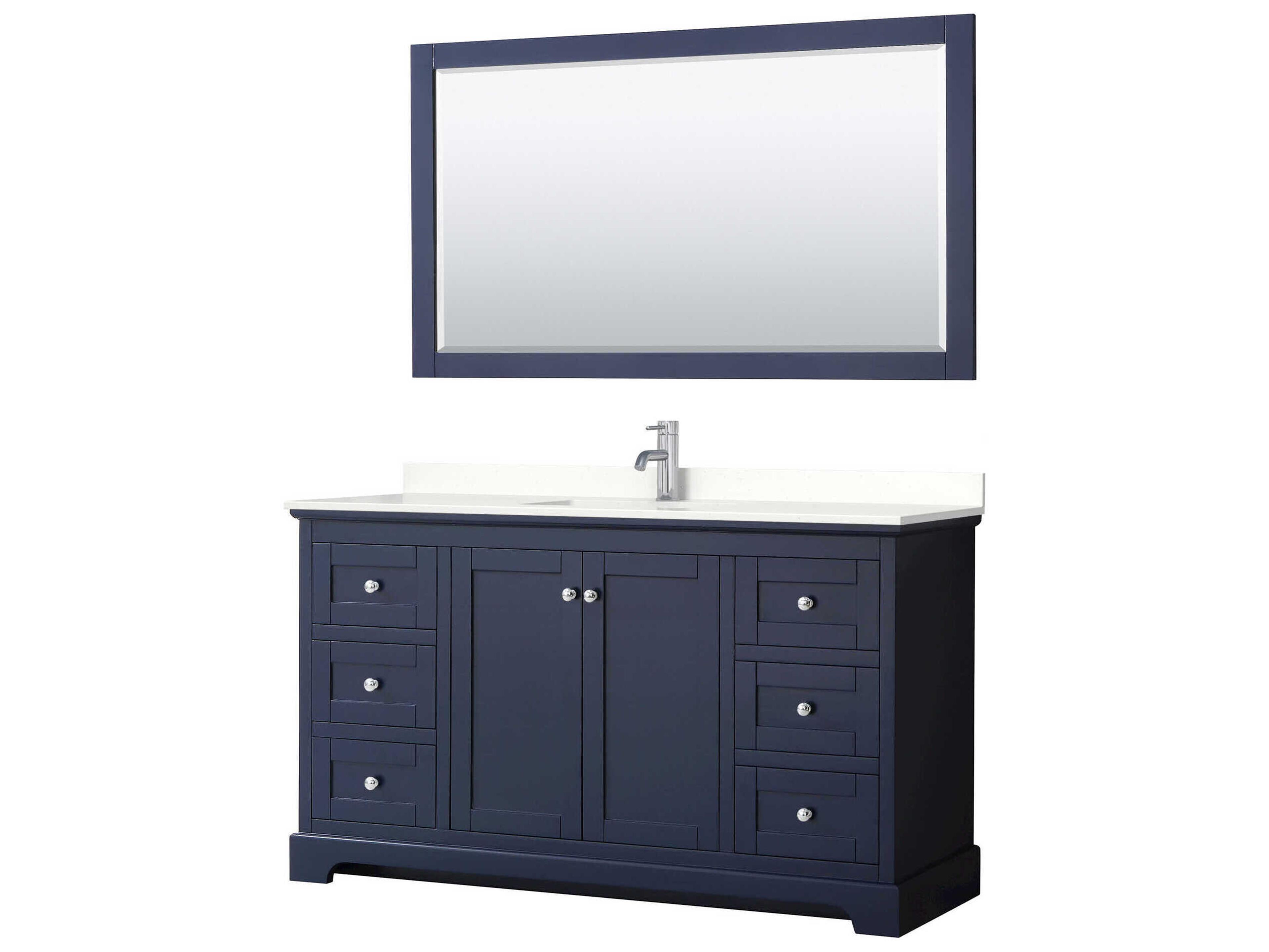Wyndham Collection Avery 60" Dark Blue Vanity with 58" Mirror