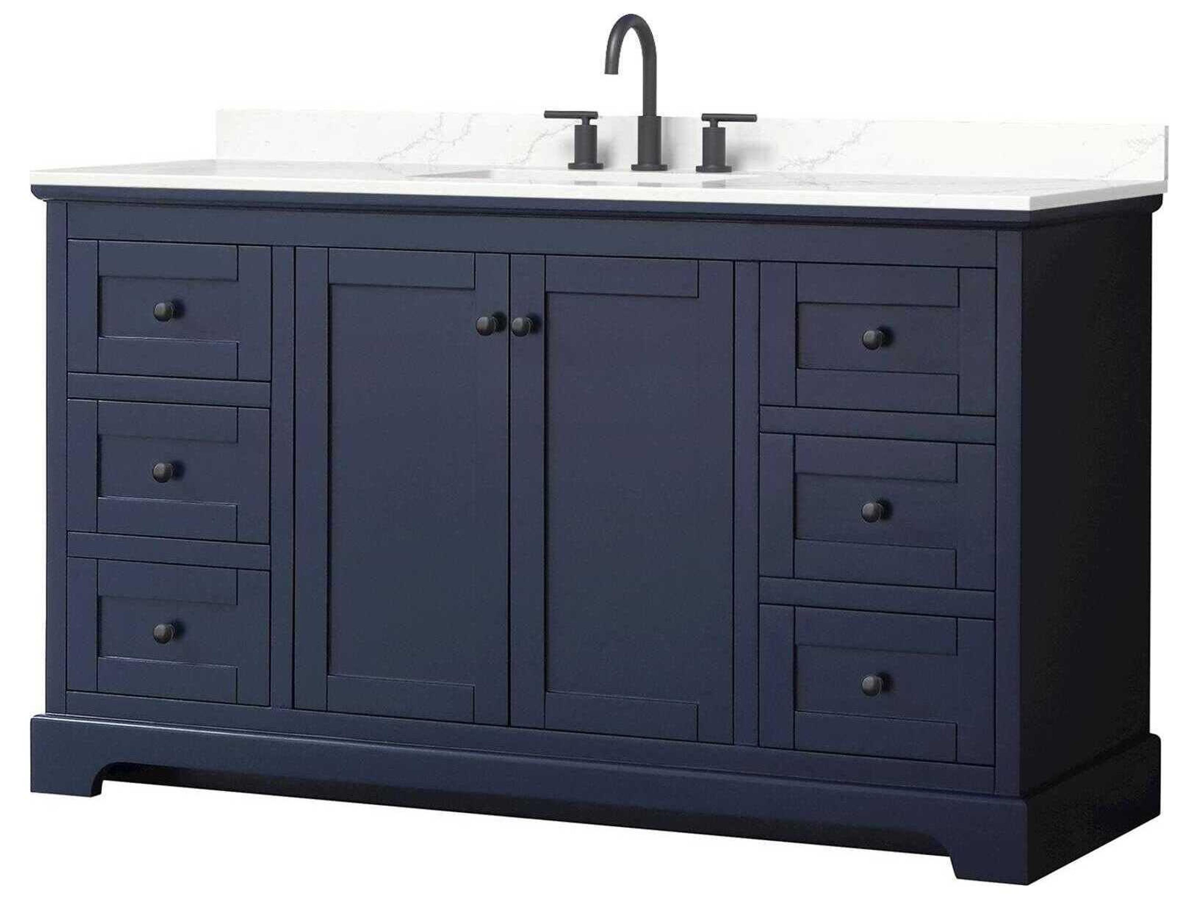 Wyndham Collection Avery 60" Dark Blue Vanity