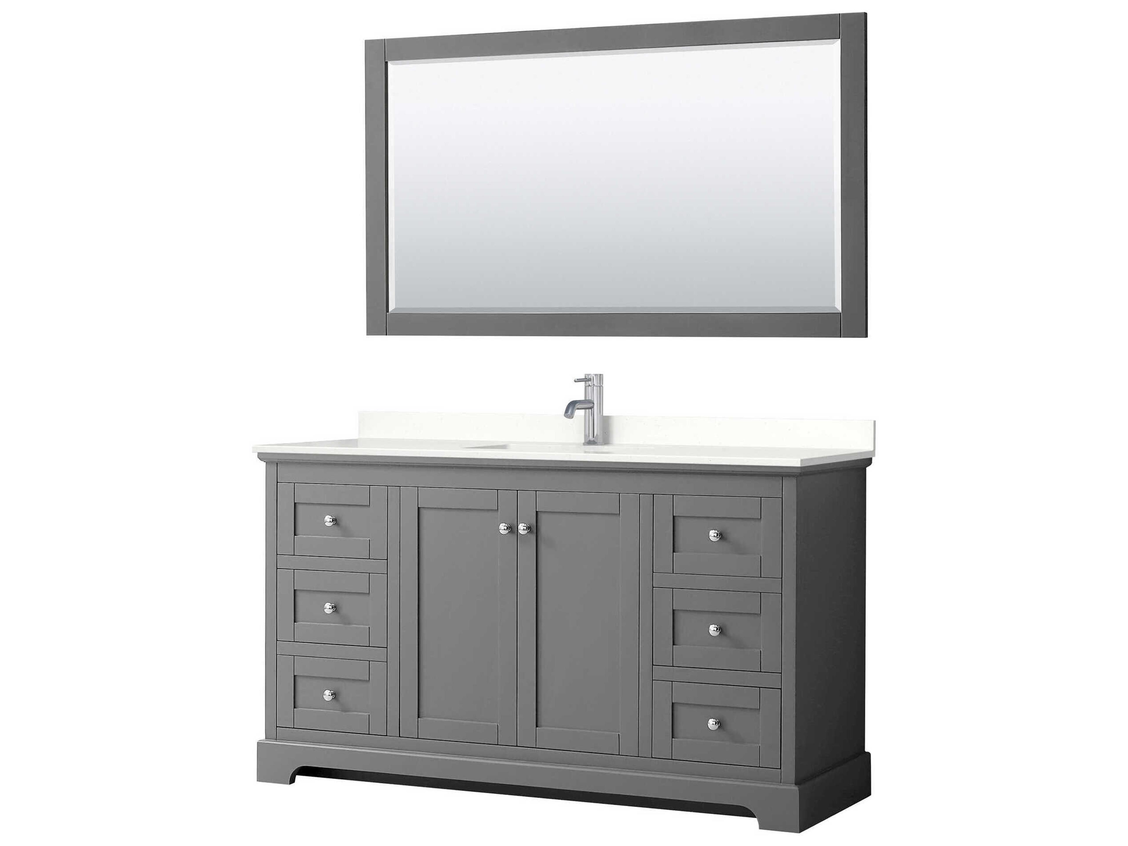 Wyndham Collection Avery 60" Dark Gray Vanity with 58" Mirror