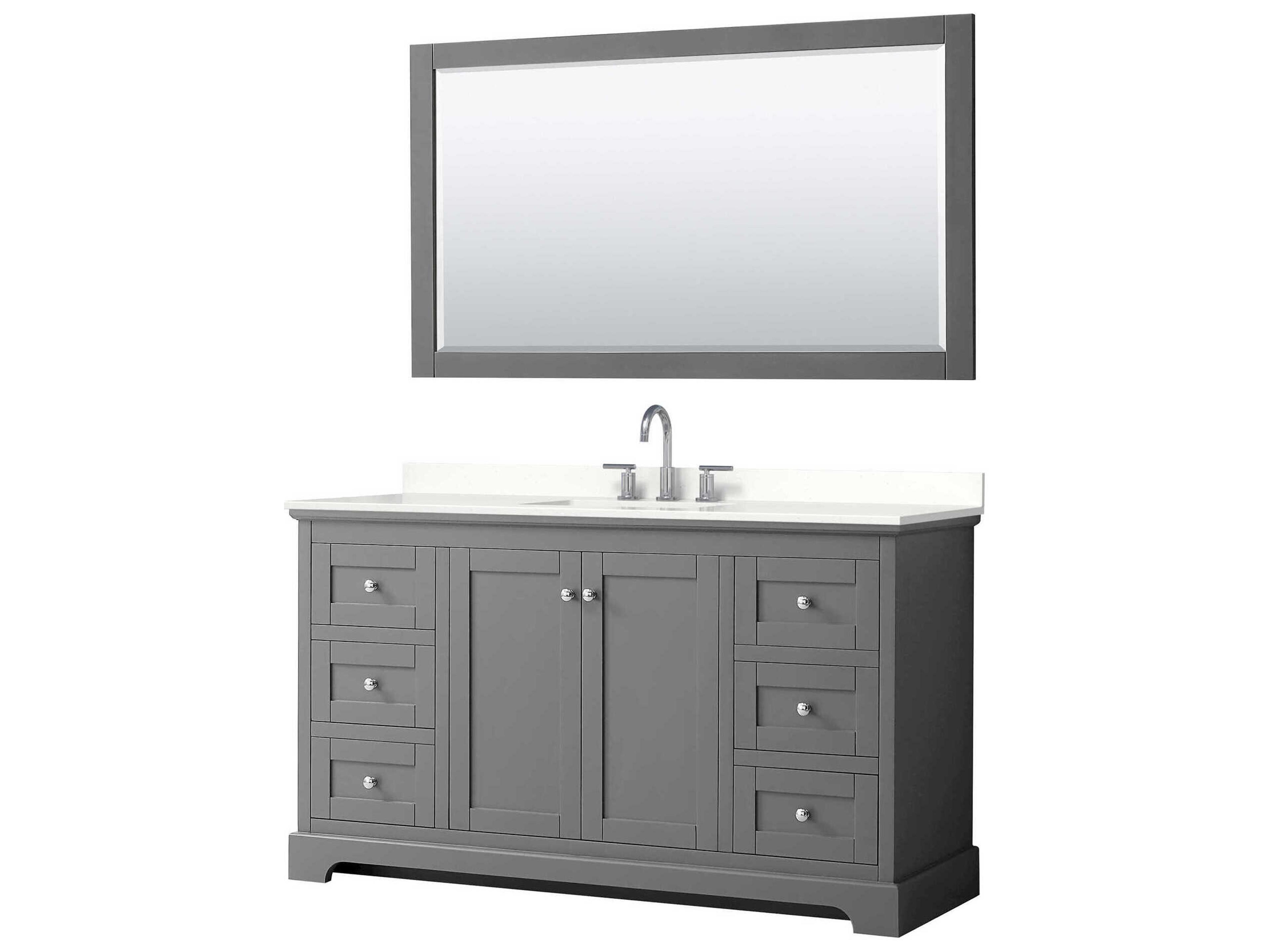 Wyndham Collection Avery 60" Dark Gray Vanity with 58" Mirror