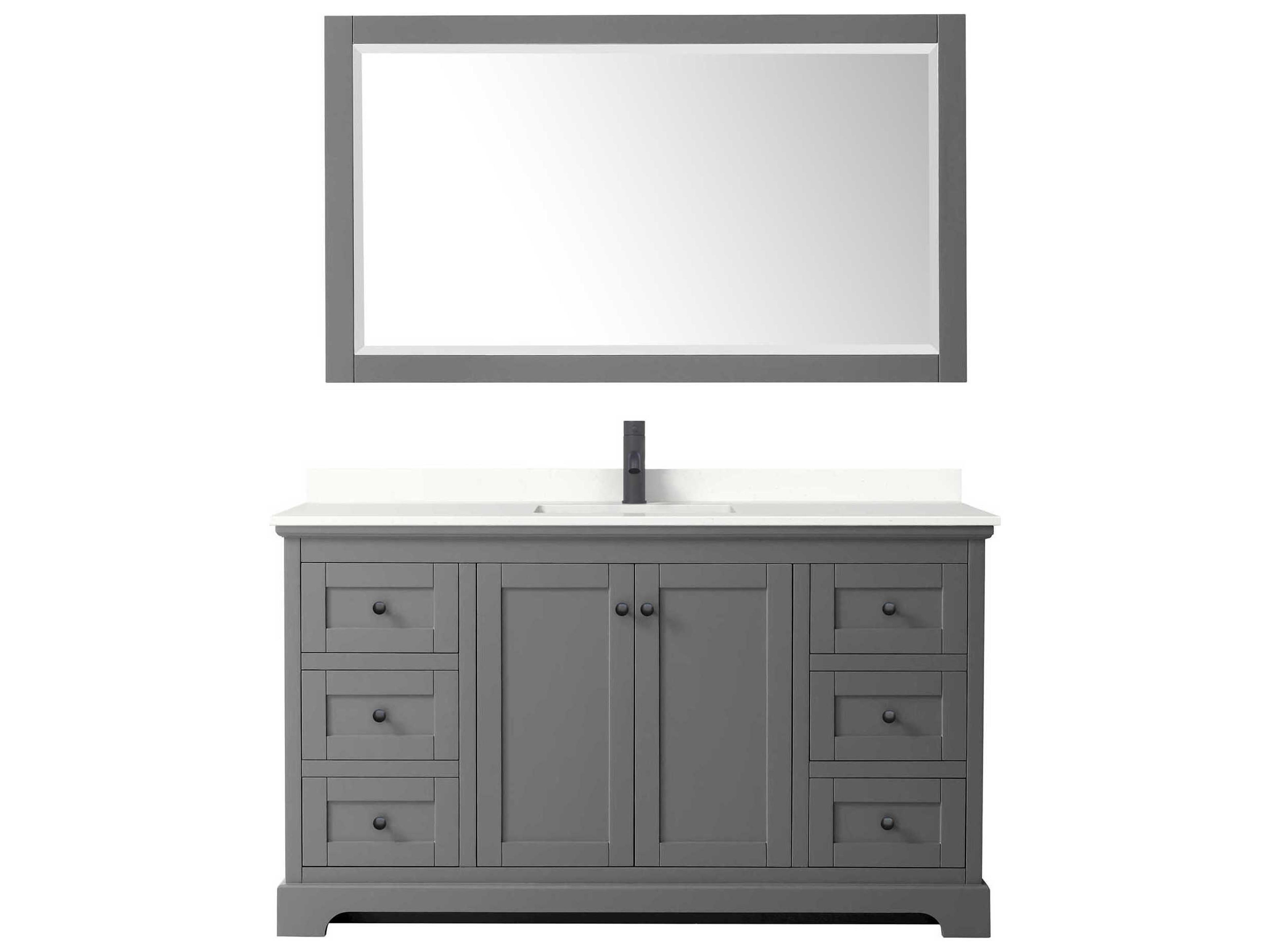 Wyndham Collection Avery 60" Dark Gray Vanity with 58" Mirror