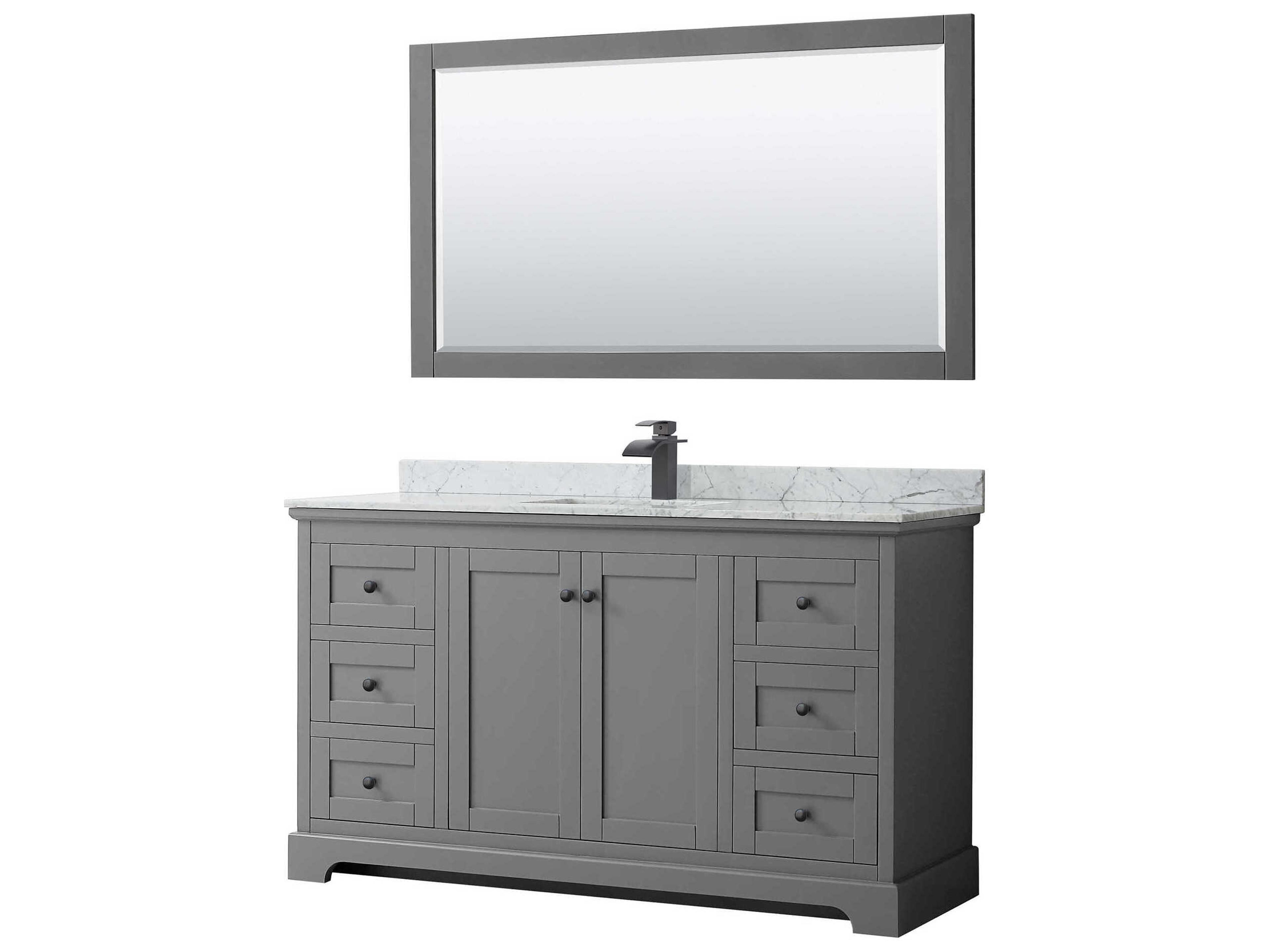 Wyndham Collection Avery 60" Dark Gray Vanity with 58" Mirror