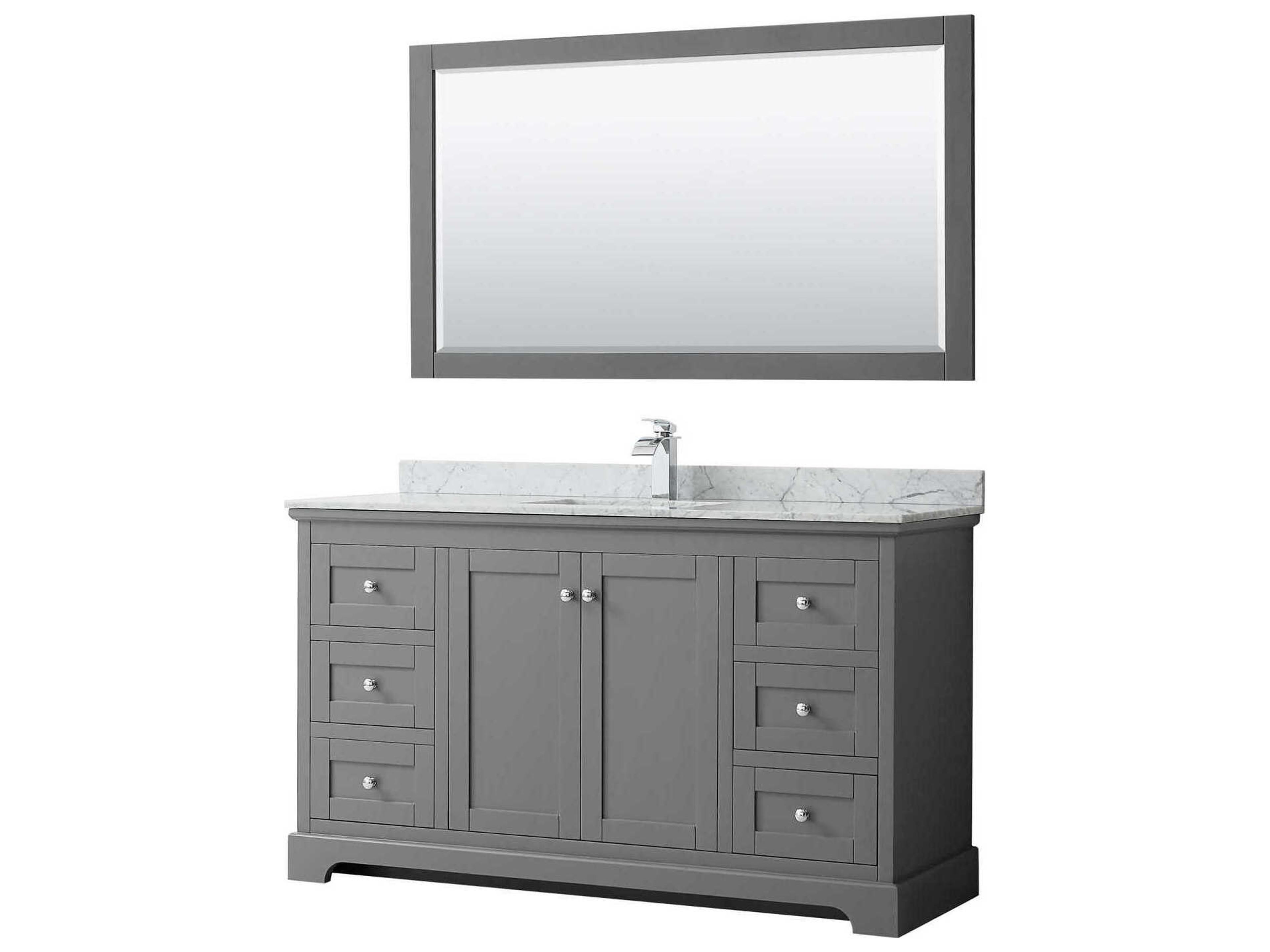 Wyndham Collection Avery 60" Dark Gray Vanity with 58" Mirror