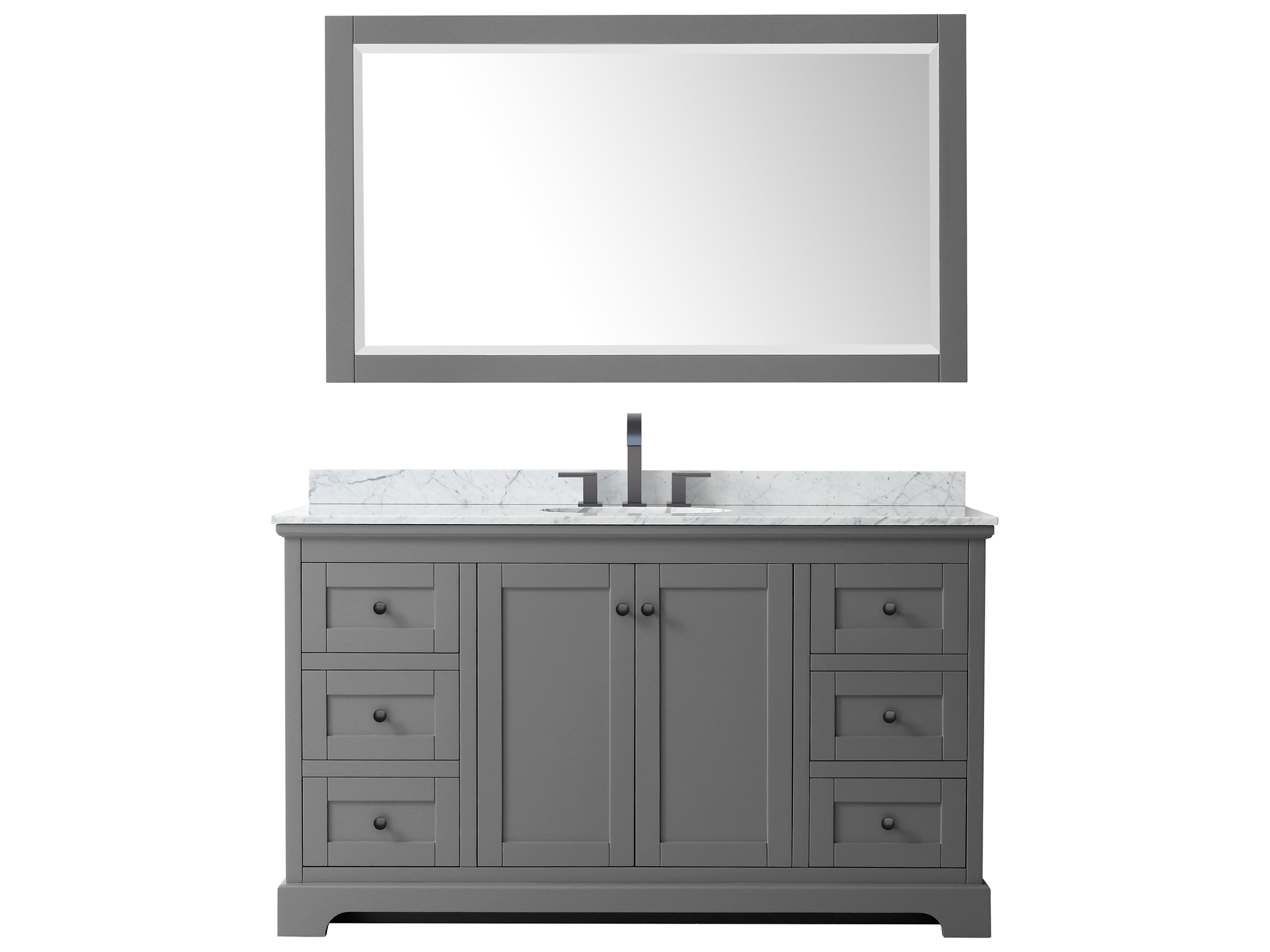 Wyndham Collection Avery 60" Dark Gray Vanity with 58" Mirror
