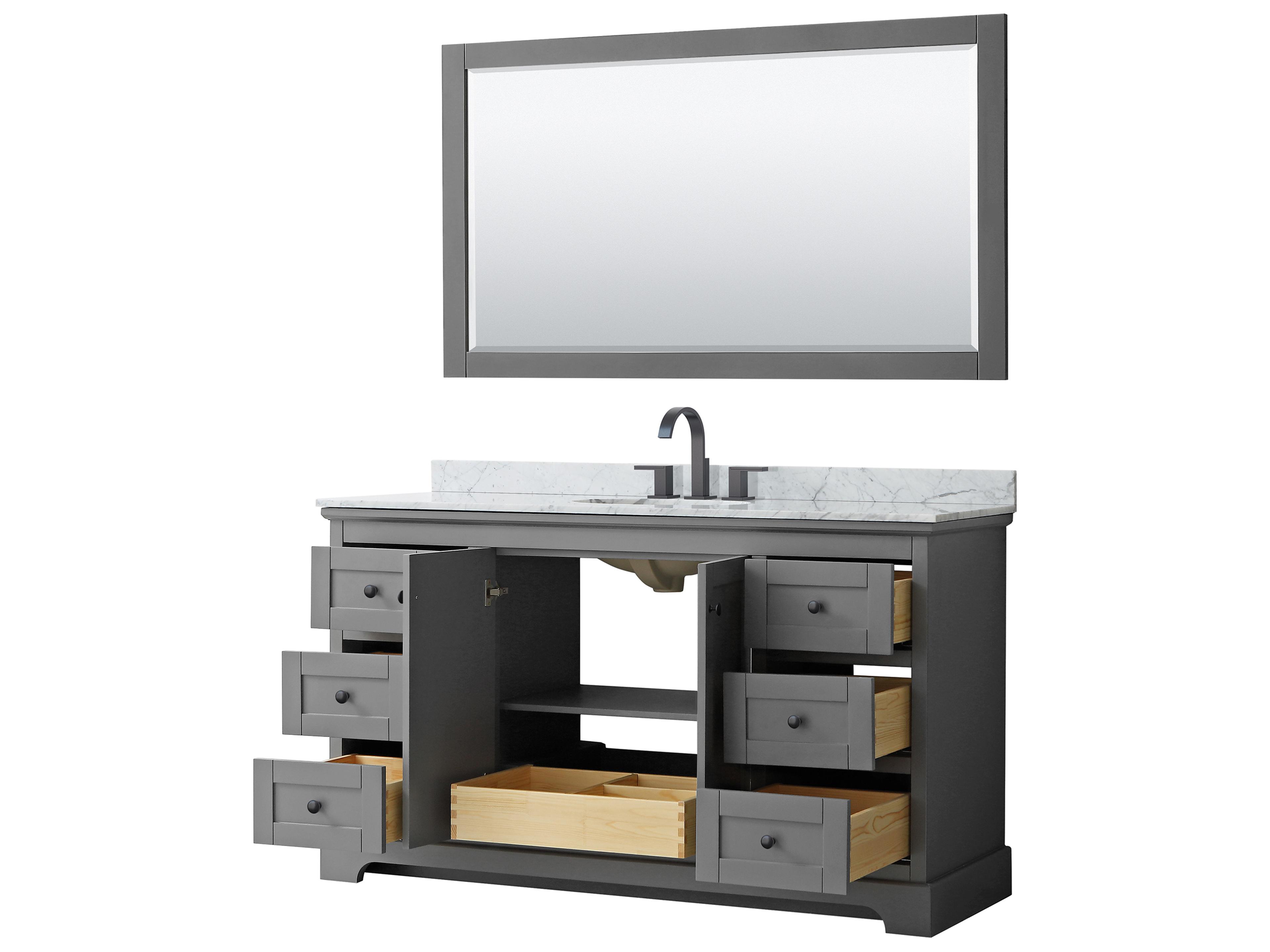 Wyndham Collection Avery 60" Dark Gray Vanity with 58" Mirror