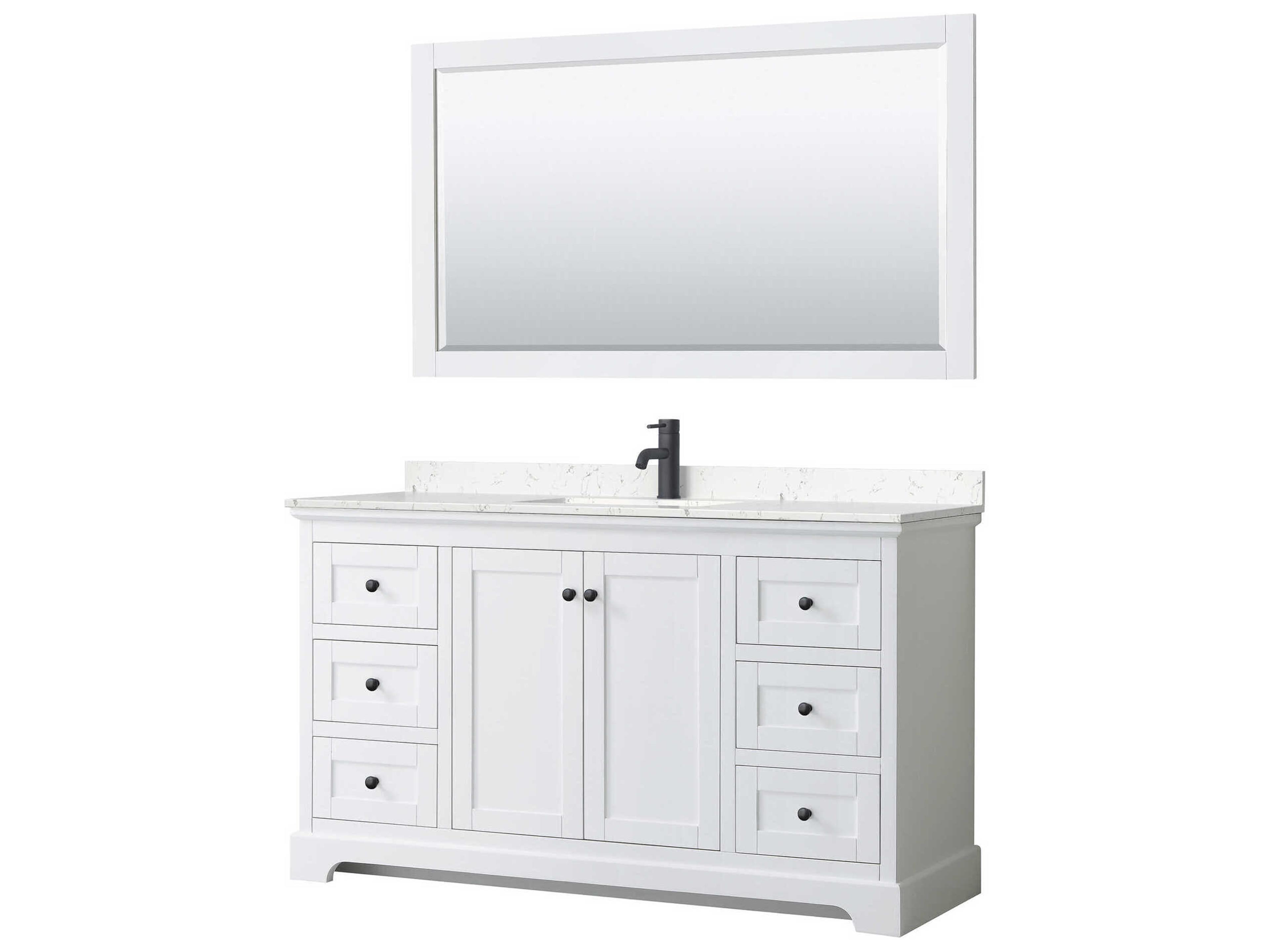 Wyndham Collection Avery 60" White Vanity with 58" Mirror