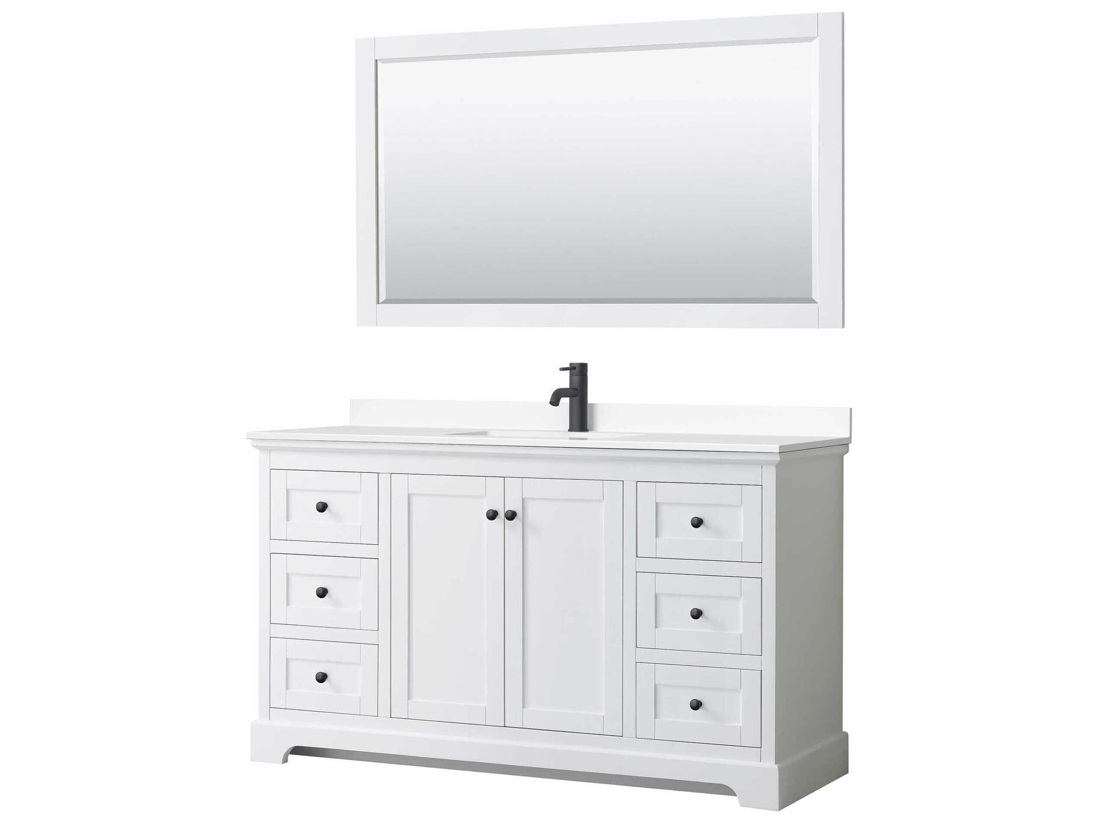 Wyndham Collection Avery 60" White Vanity with 58" Mirror